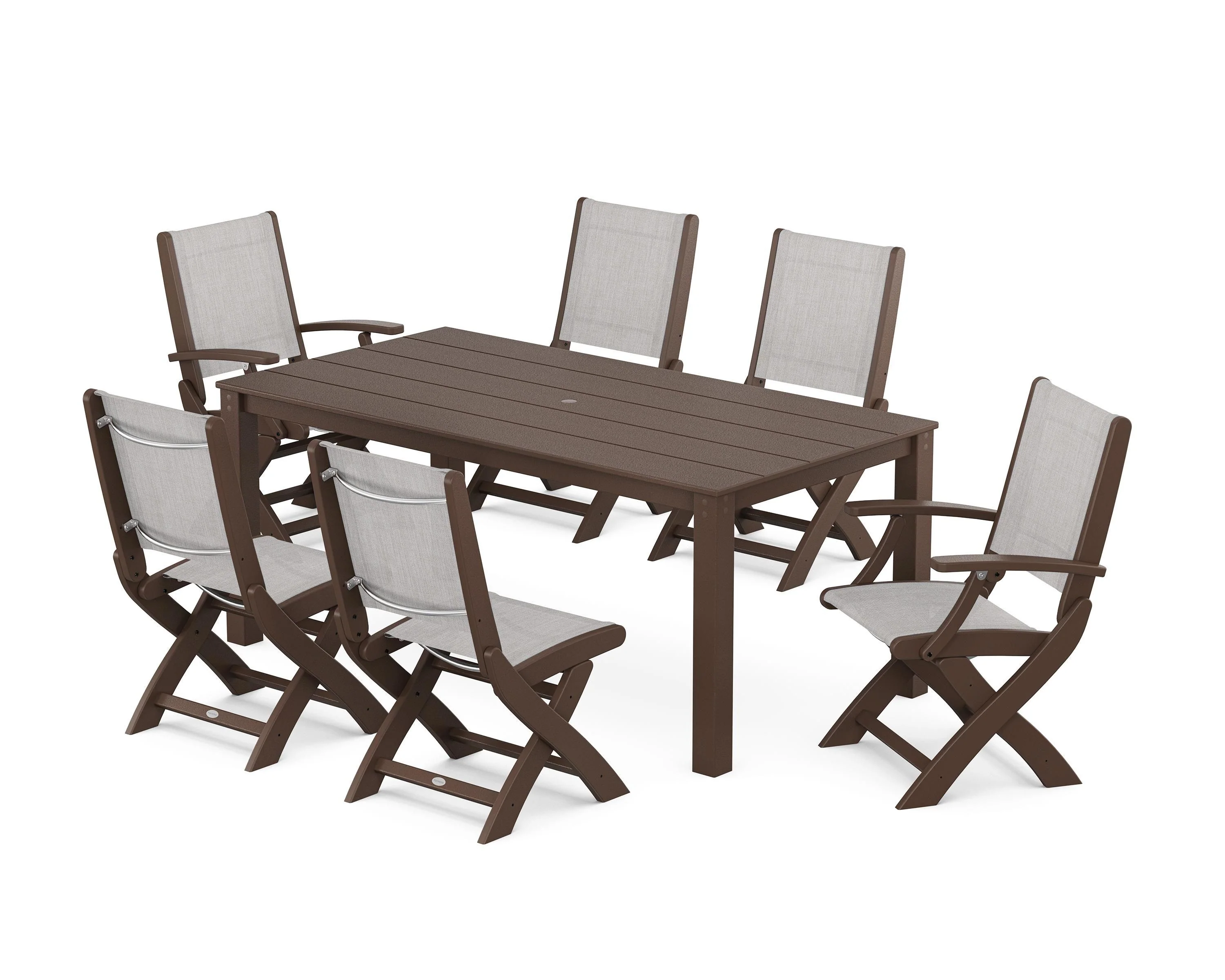 Coastal Folding Chair 7-Piece Parsons Dining Set - Image 47