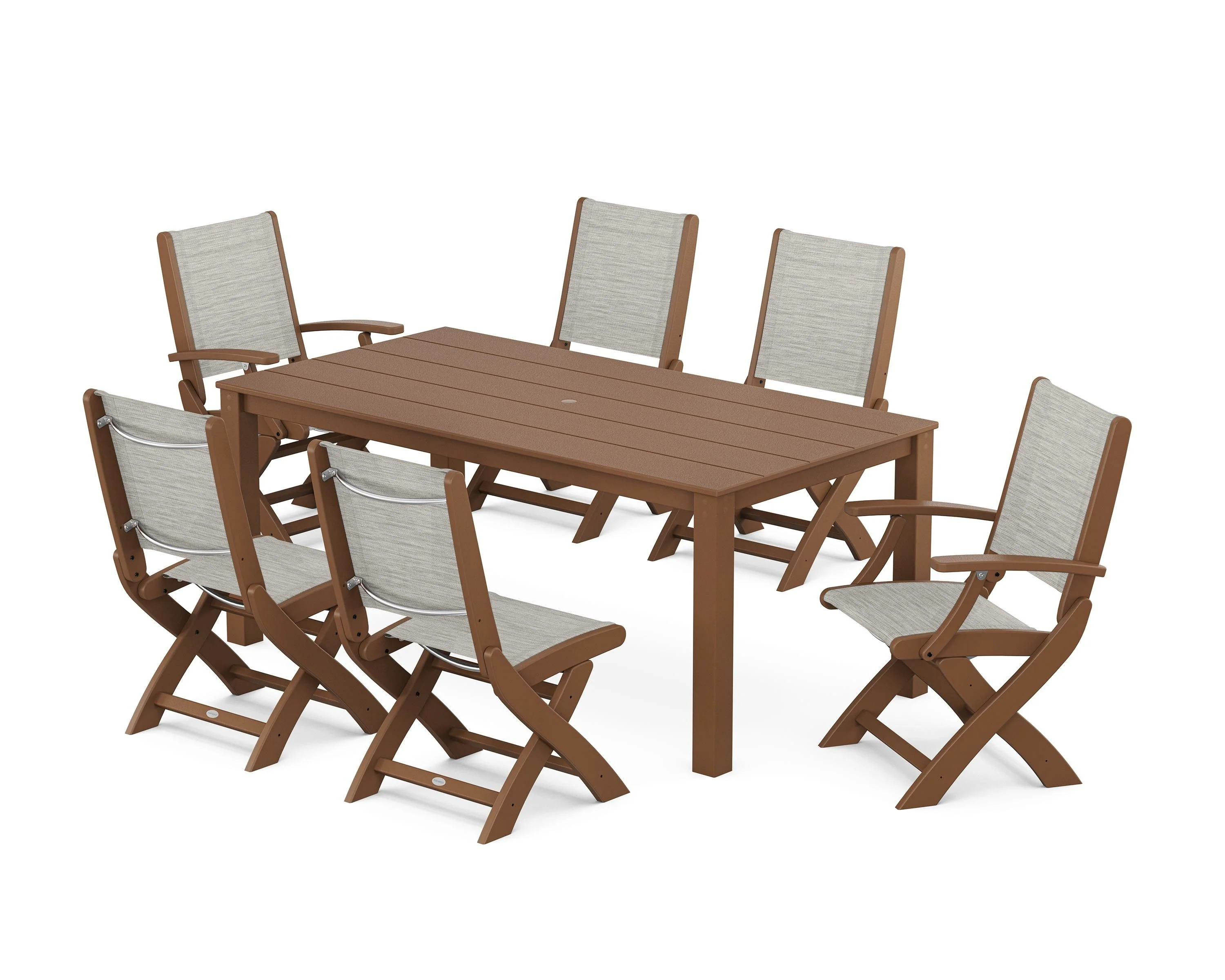 Coastal Folding Chair 7-Piece Parsons Dining Set - Image 49