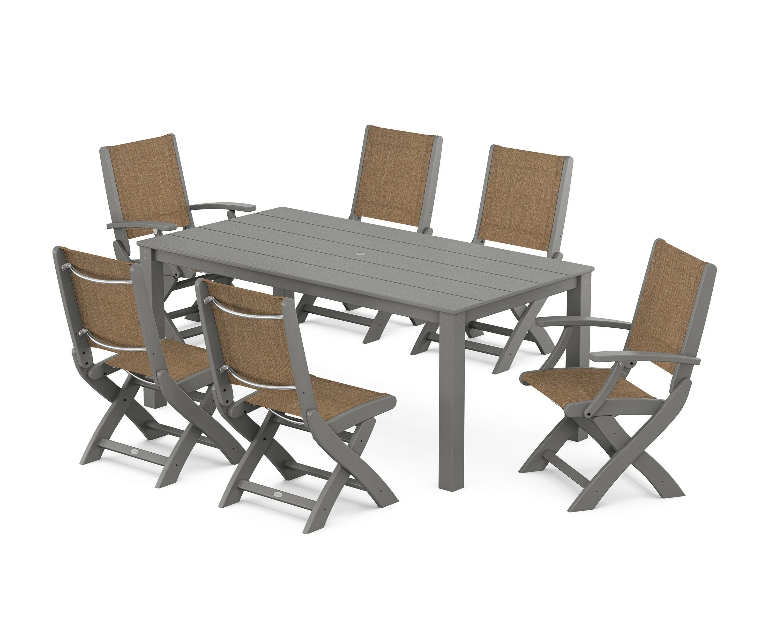 Coastal Folding Chair 7-Piece Parsons Dining Set - Image 51
