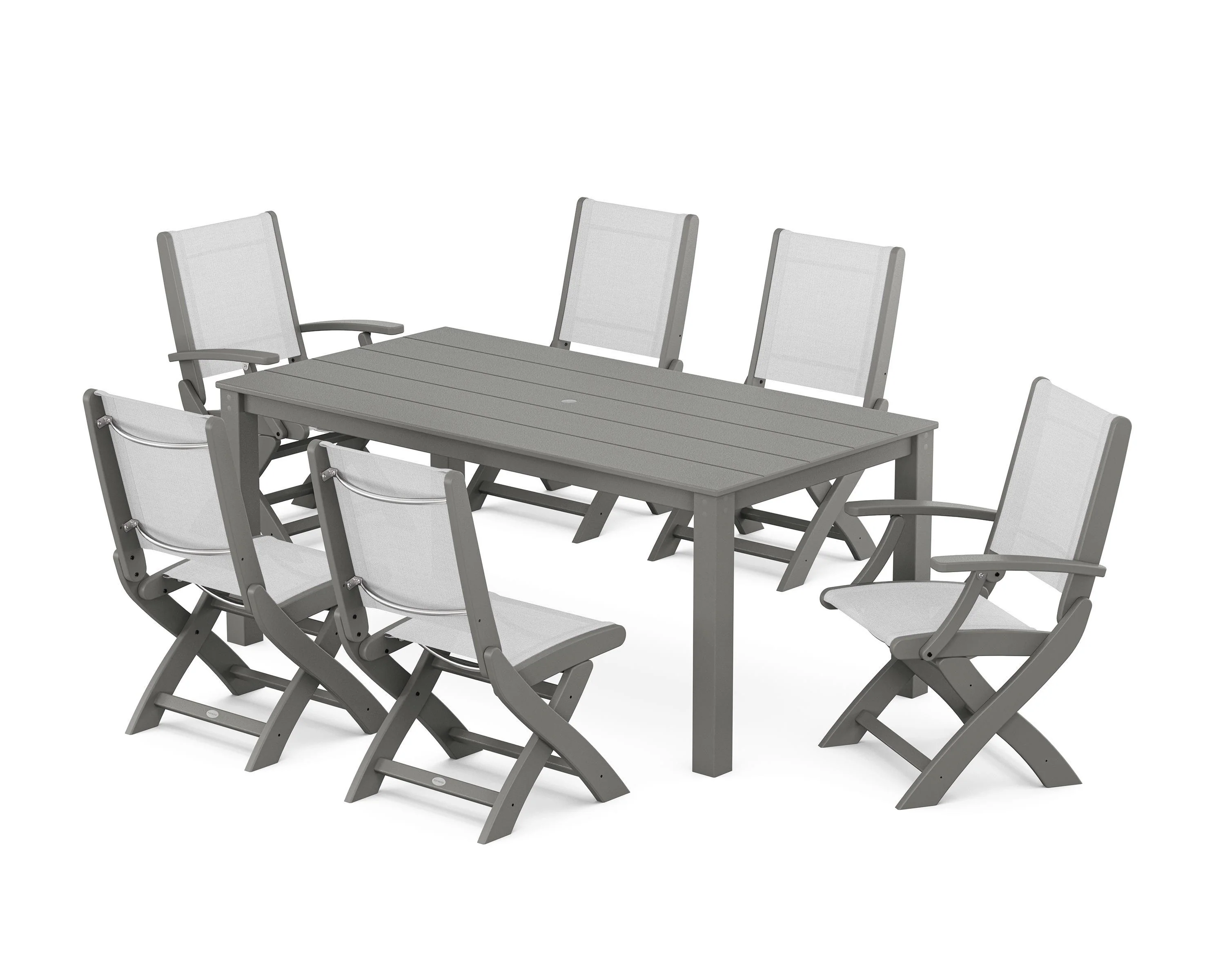 Coastal Folding Chair 7-Piece Parsons Dining Set - Image 52