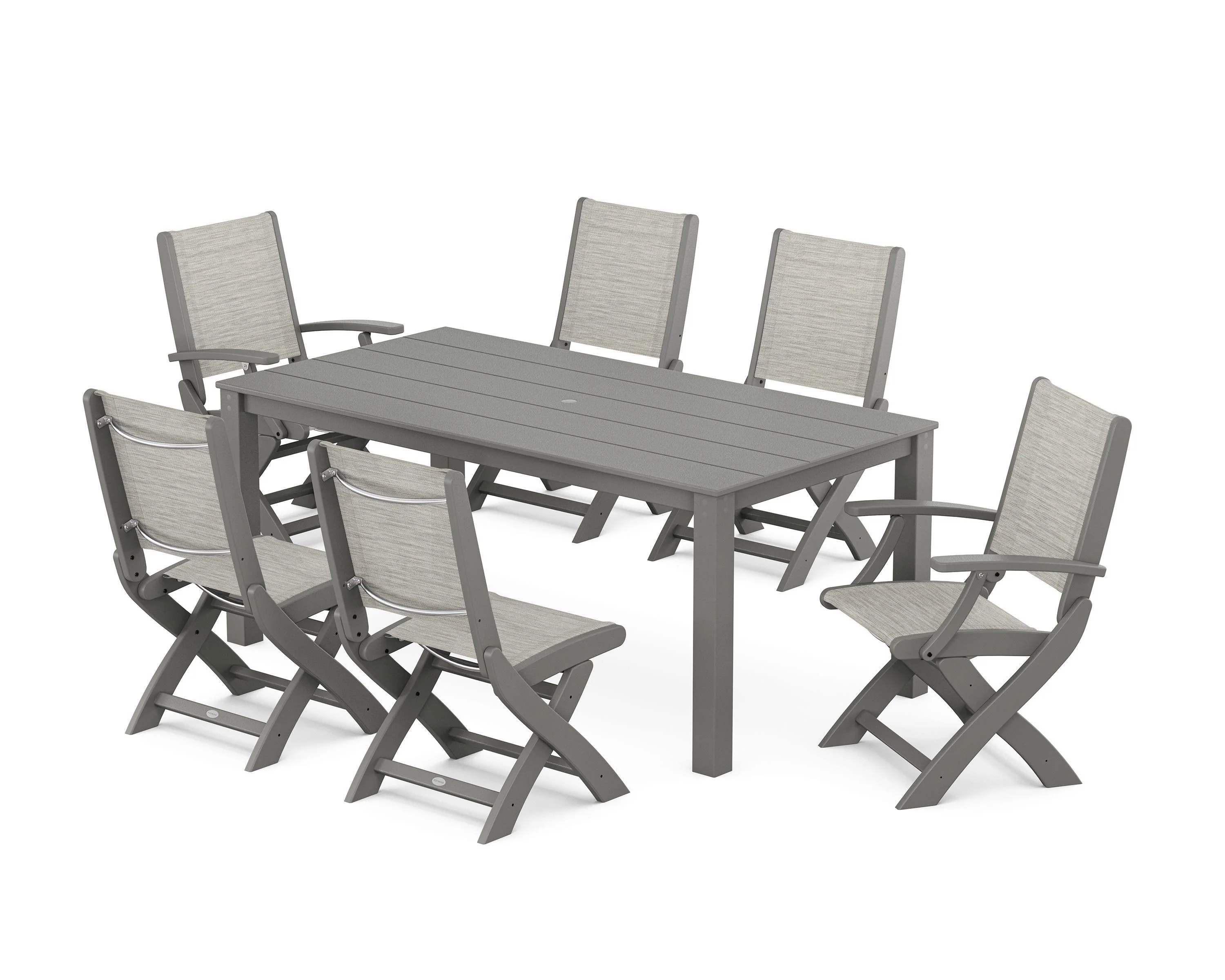 Coastal Folding Chair 7-Piece Parsons Dining Set - Image 53