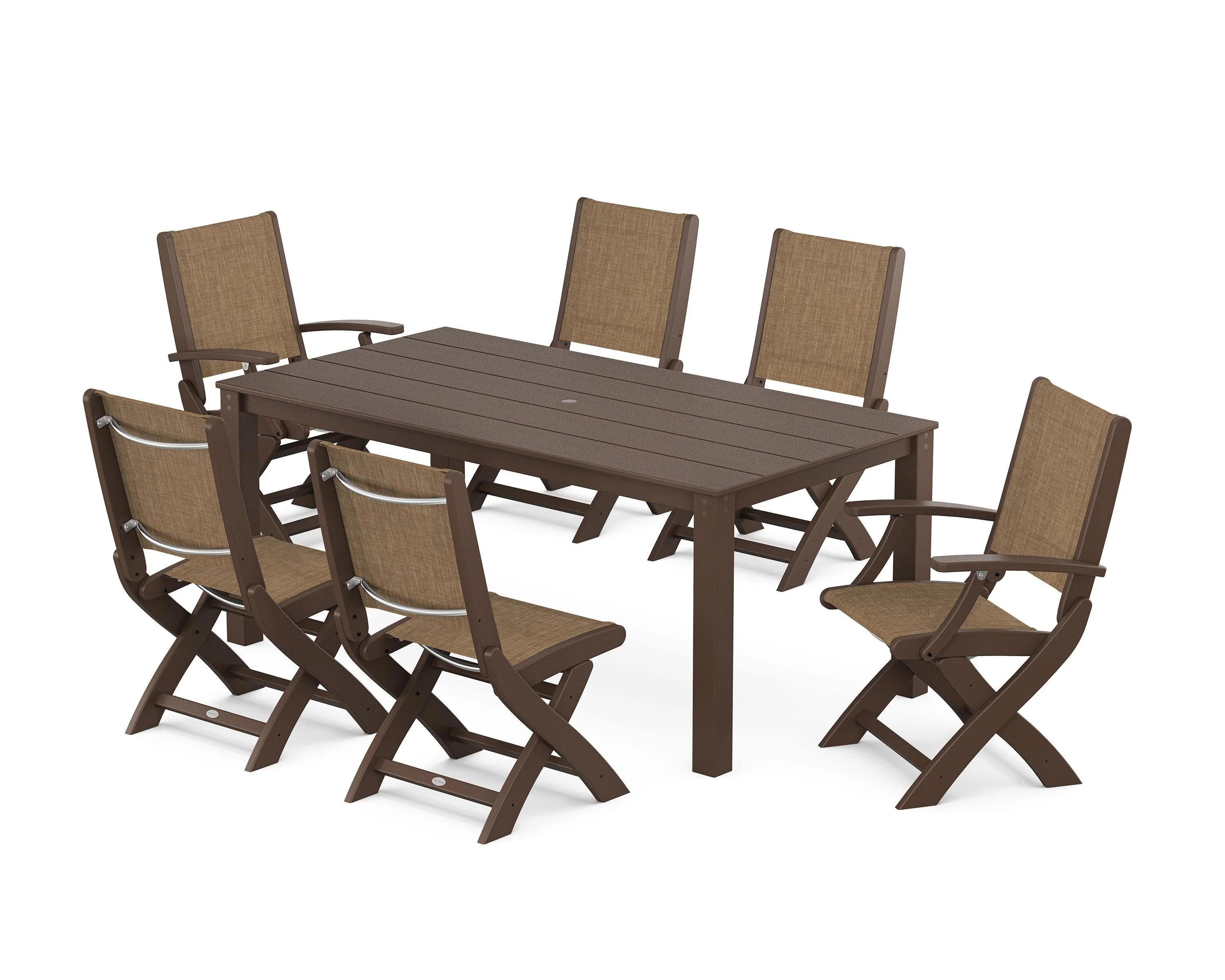 Coastal Folding Chair 7-Piece Parsons Dining Set - Image 55