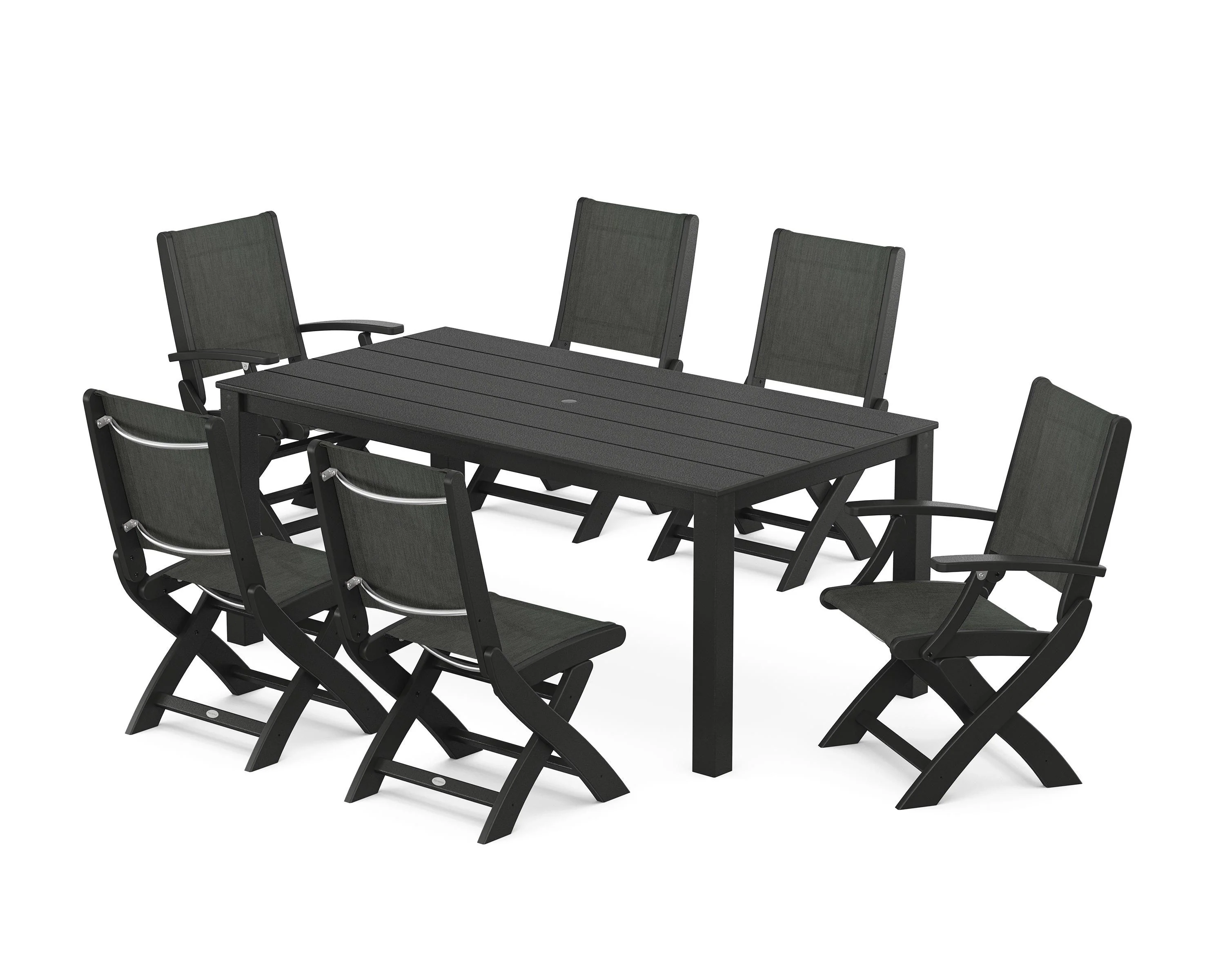 Coastal Folding Chair 7-Piece Parsons Dining Set - Image 6