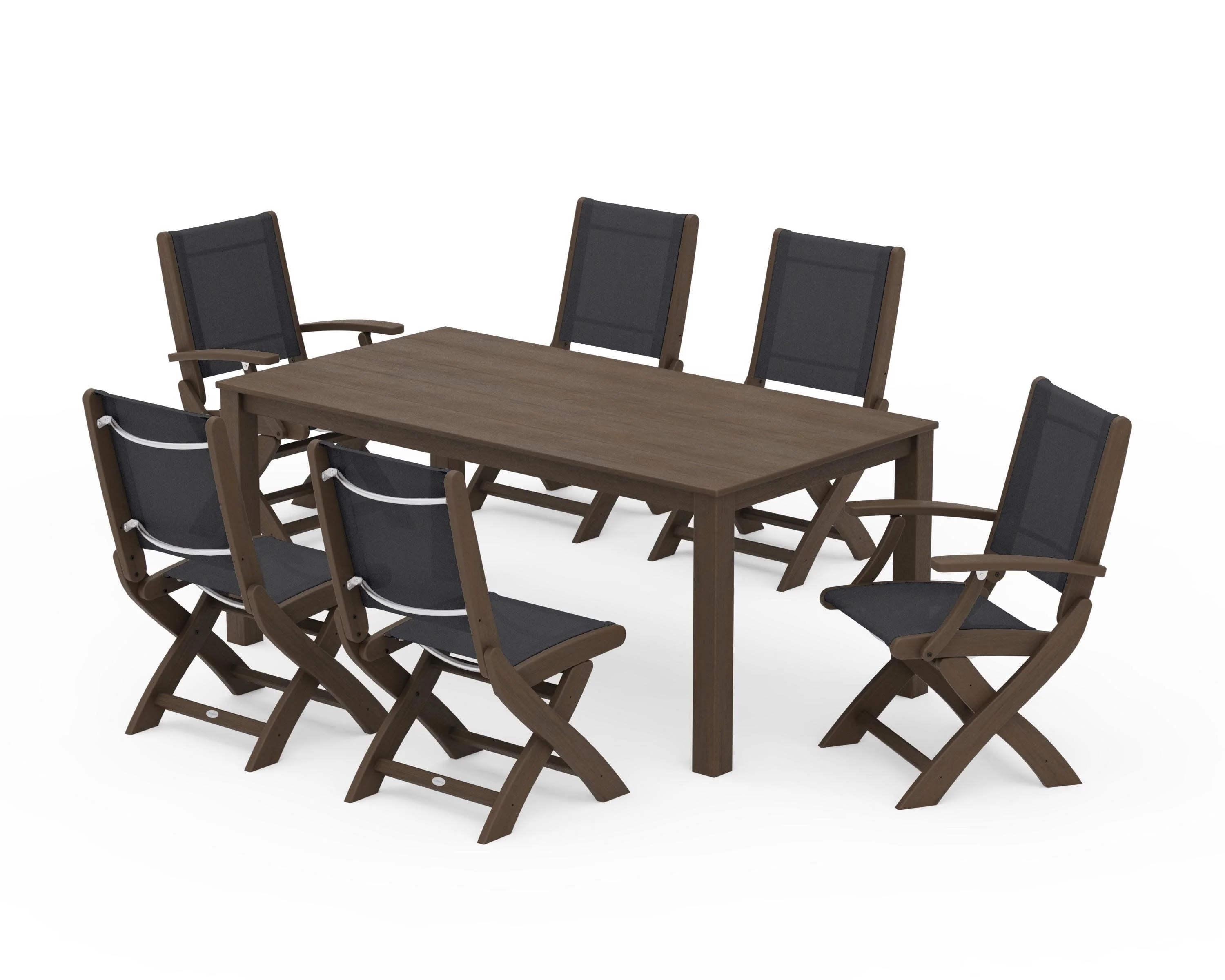Coastal Folding Chair 7-Piece Parsons Dining Set - Image 60