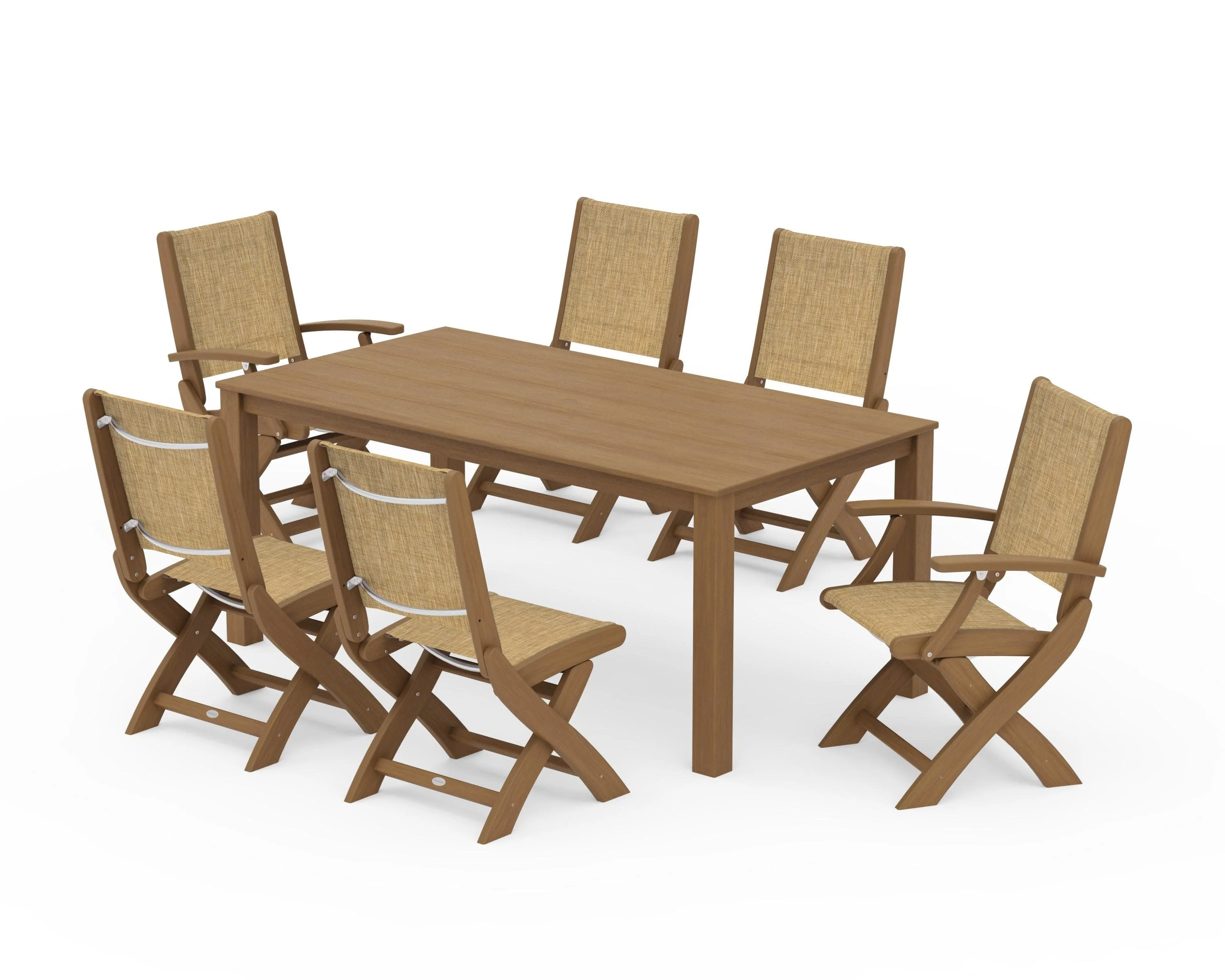 Coastal Folding Chair 7-Piece Parsons Dining Set - Image 61