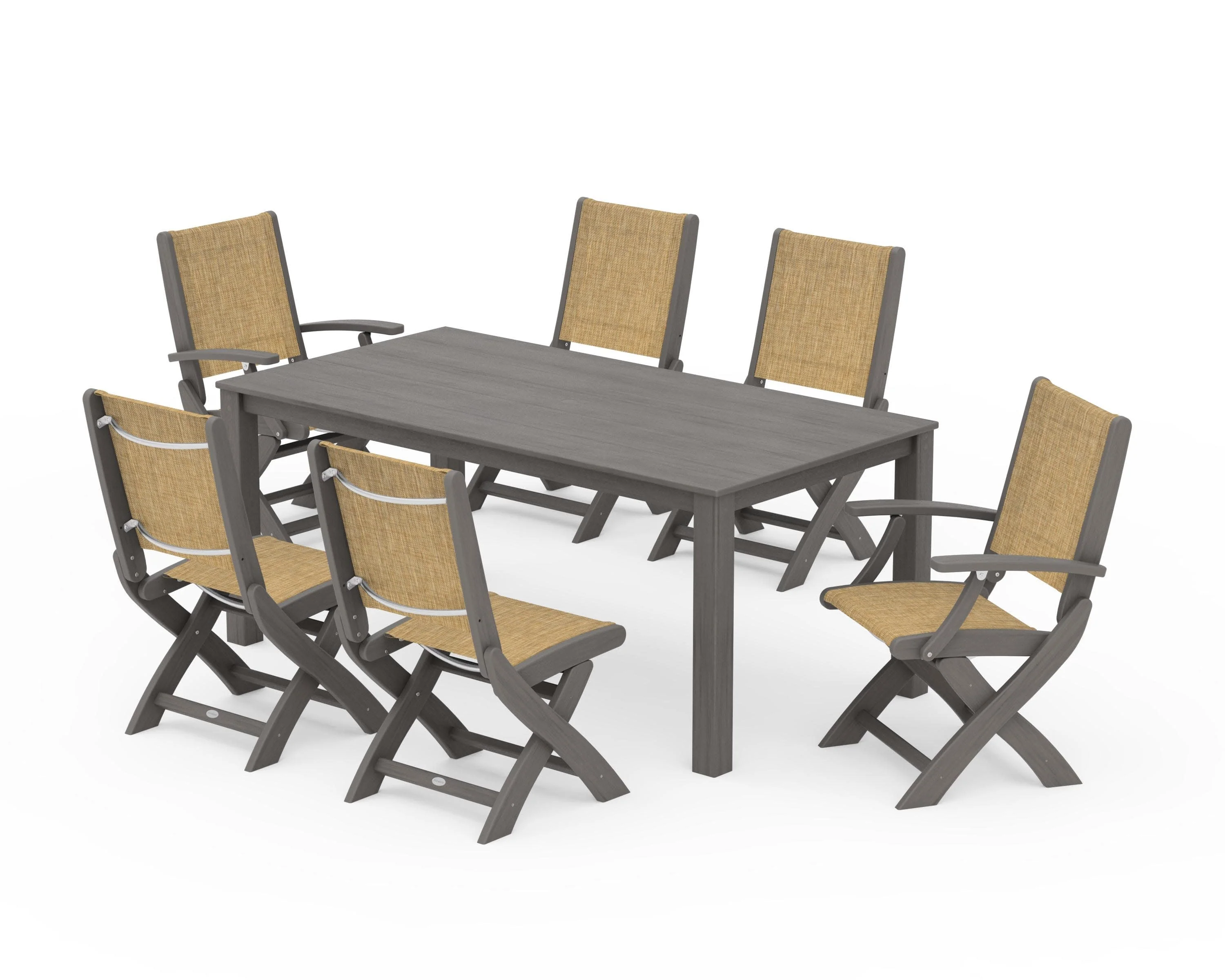 Coastal Folding Chair 7-Piece Parsons Dining Set - Image 62