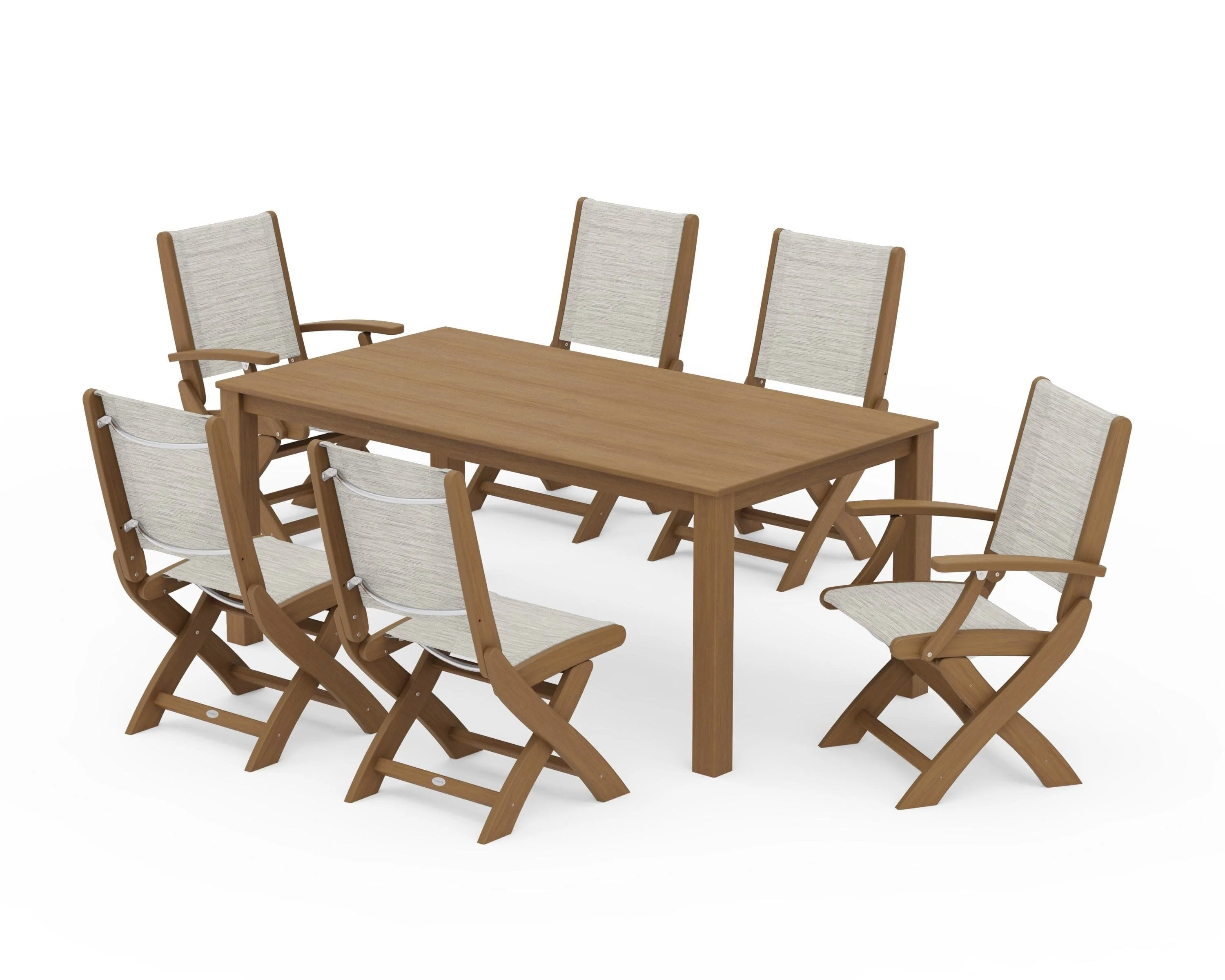 Coastal Folding Chair 7-Piece Parsons Dining Set - Image 63