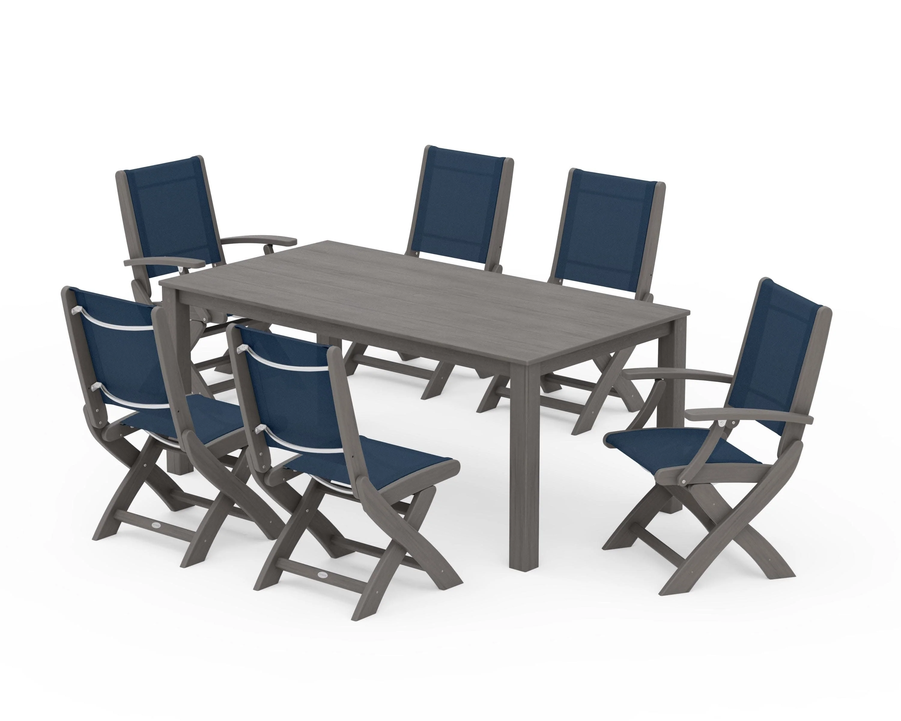 Coastal Folding Chair 7-Piece Parsons Dining Set - Image 64