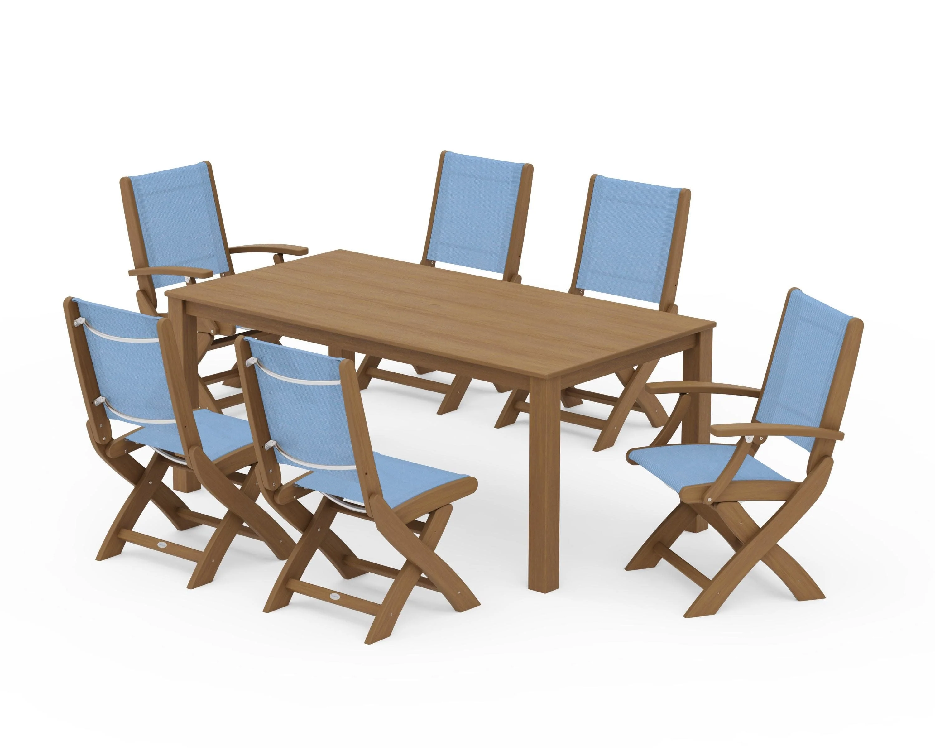 Coastal Folding Chair 7-Piece Parsons Dining Set - Image 65