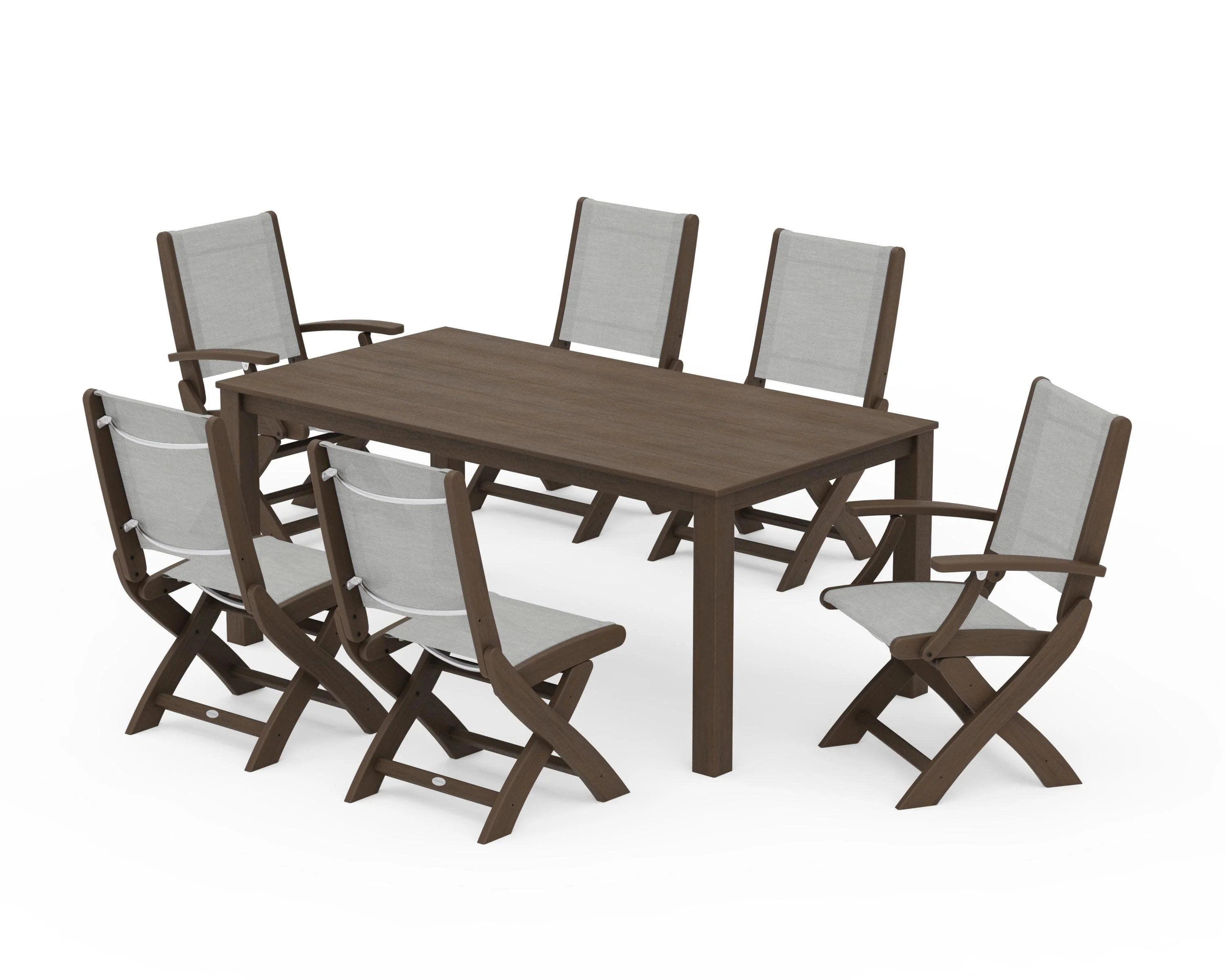 Coastal Folding Chair 7-Piece Parsons Dining Set - Image 66