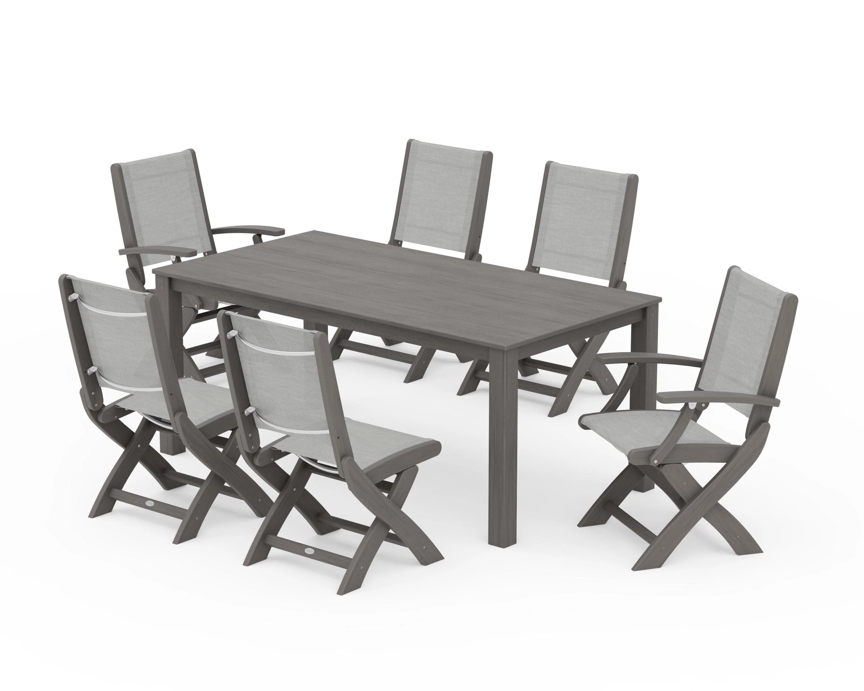 Coastal Folding Chair 7-Piece Parsons Dining Set - Image 67