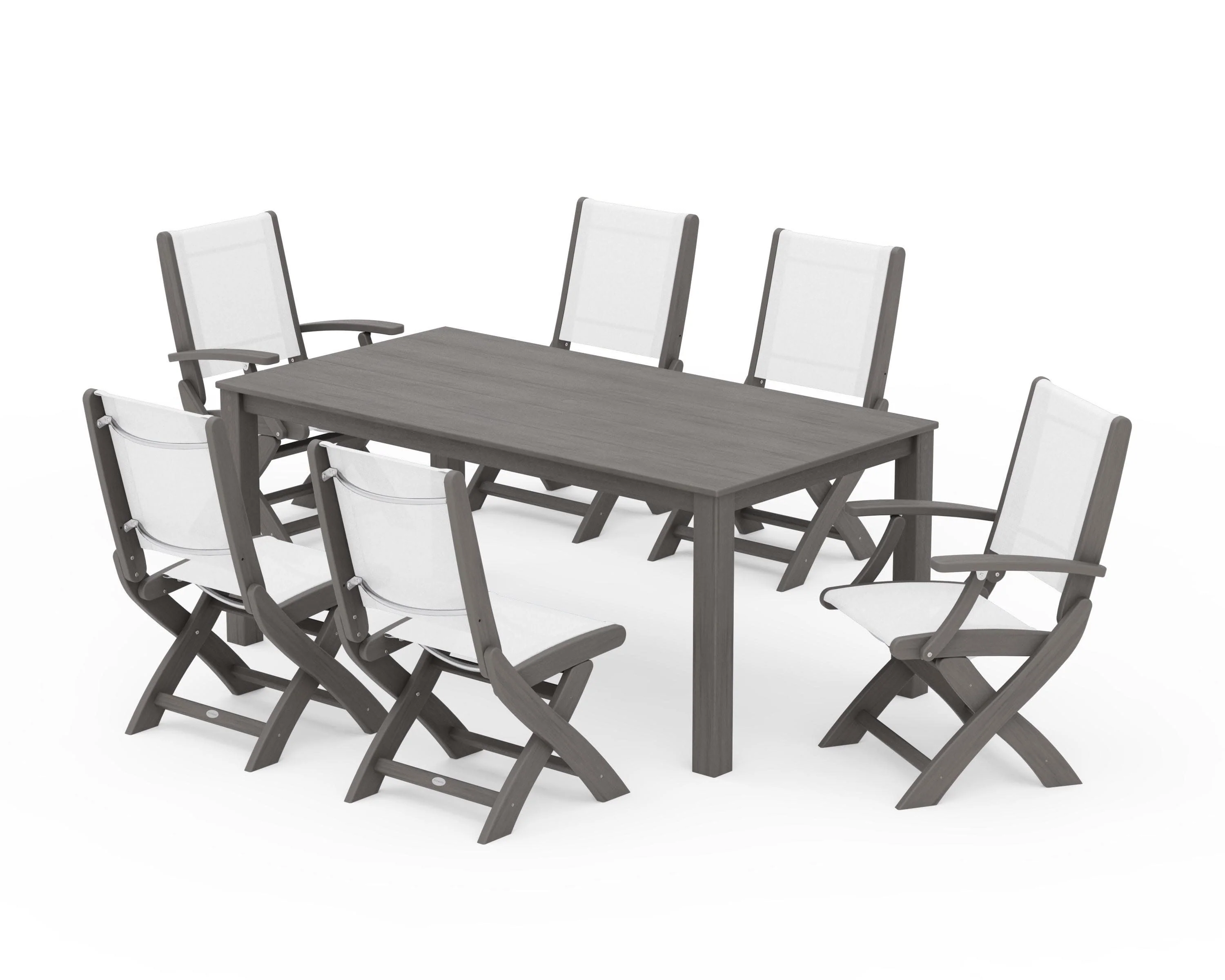 Coastal Folding Chair 7-Piece Parsons Dining Set - Image 68