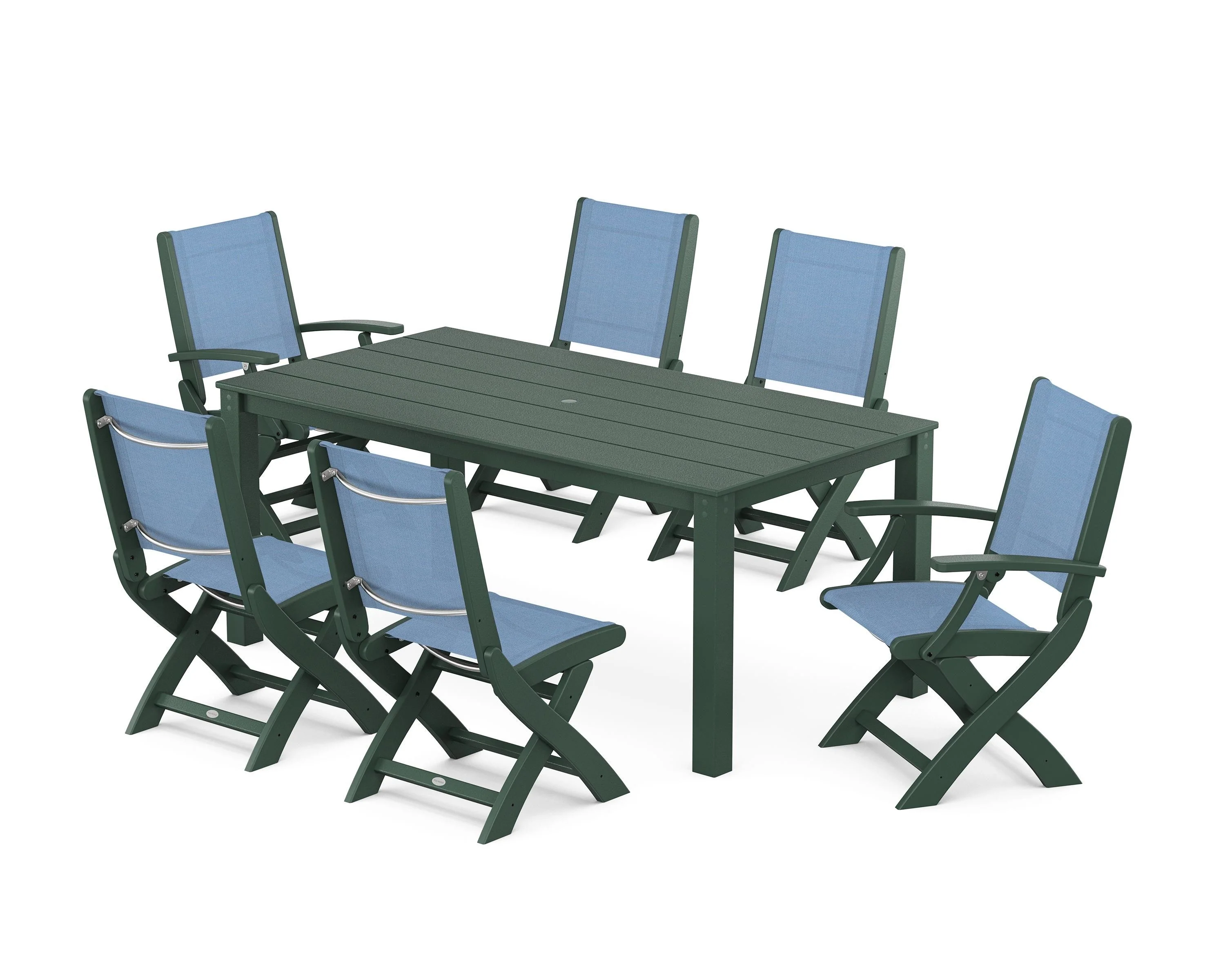 Coastal Folding Chair 7-Piece Parsons Dining Set - Image 7
