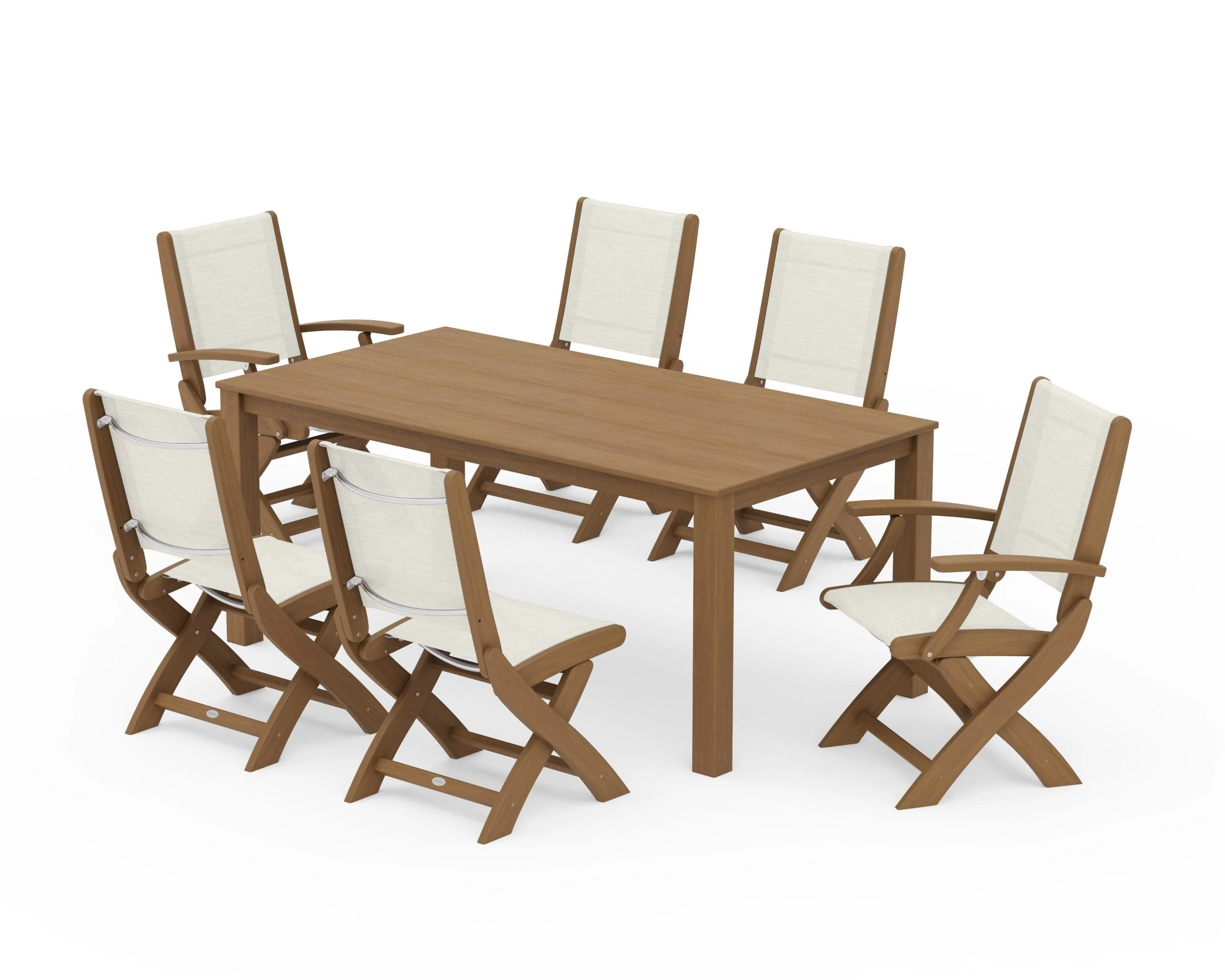 Coastal Folding Chair 7-Piece Parsons Dining Set - Image 70