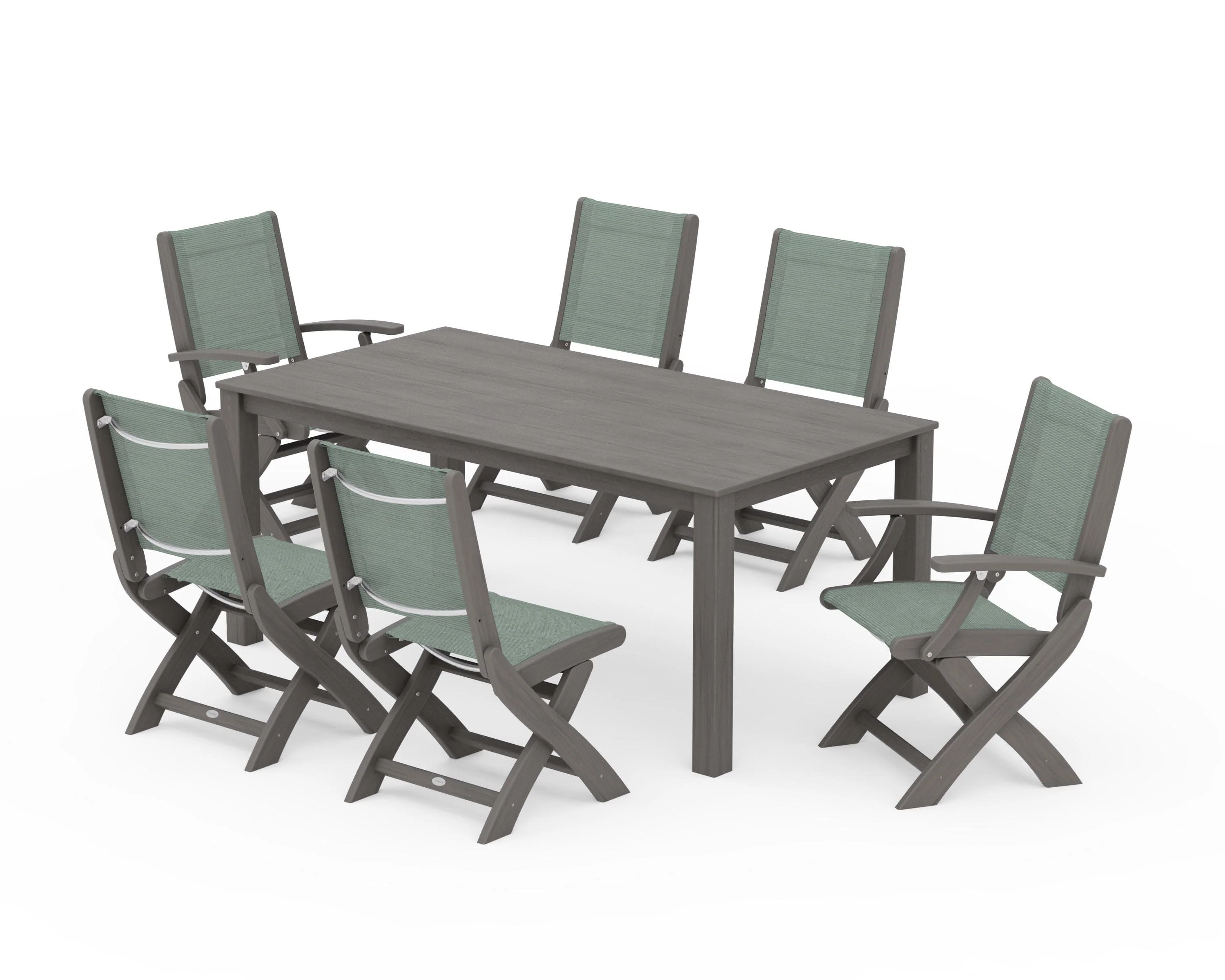 Coastal Folding Chair 7-Piece Parsons Dining Set - Image 72