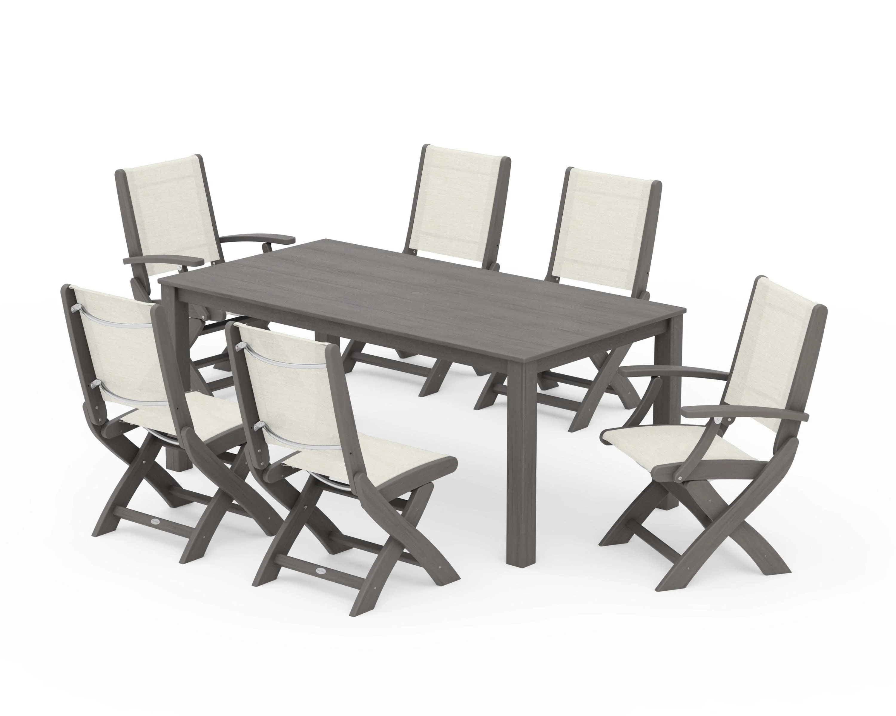 Coastal Folding Chair 7-Piece Parsons Dining Set - Image 73