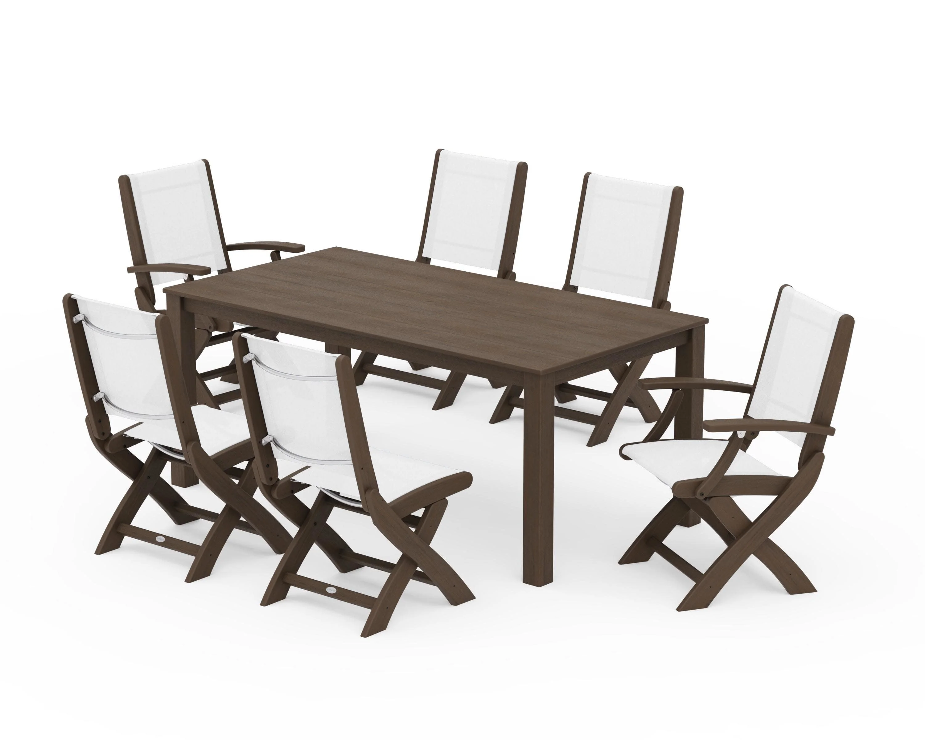 Coastal Folding Chair 7-Piece Parsons Dining Set - Image 74
