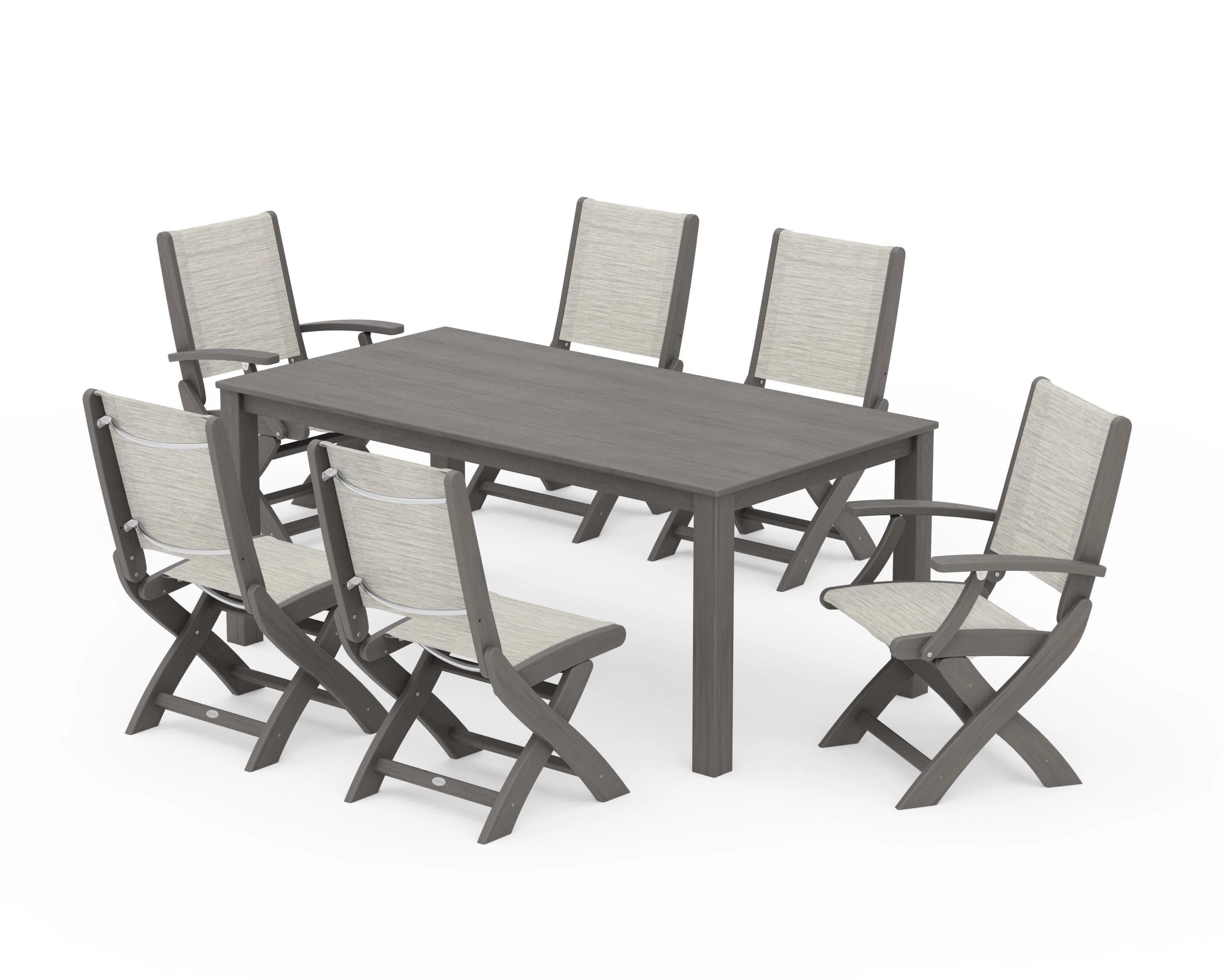 Coastal Folding Chair 7-Piece Parsons Dining Set - Image 75