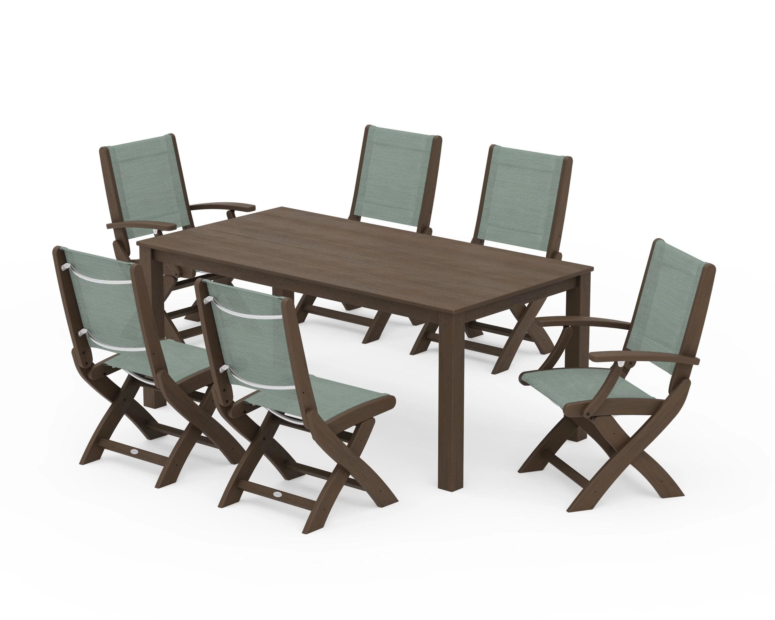 Coastal Folding Chair 7-Piece Parsons Dining Set - Image 76