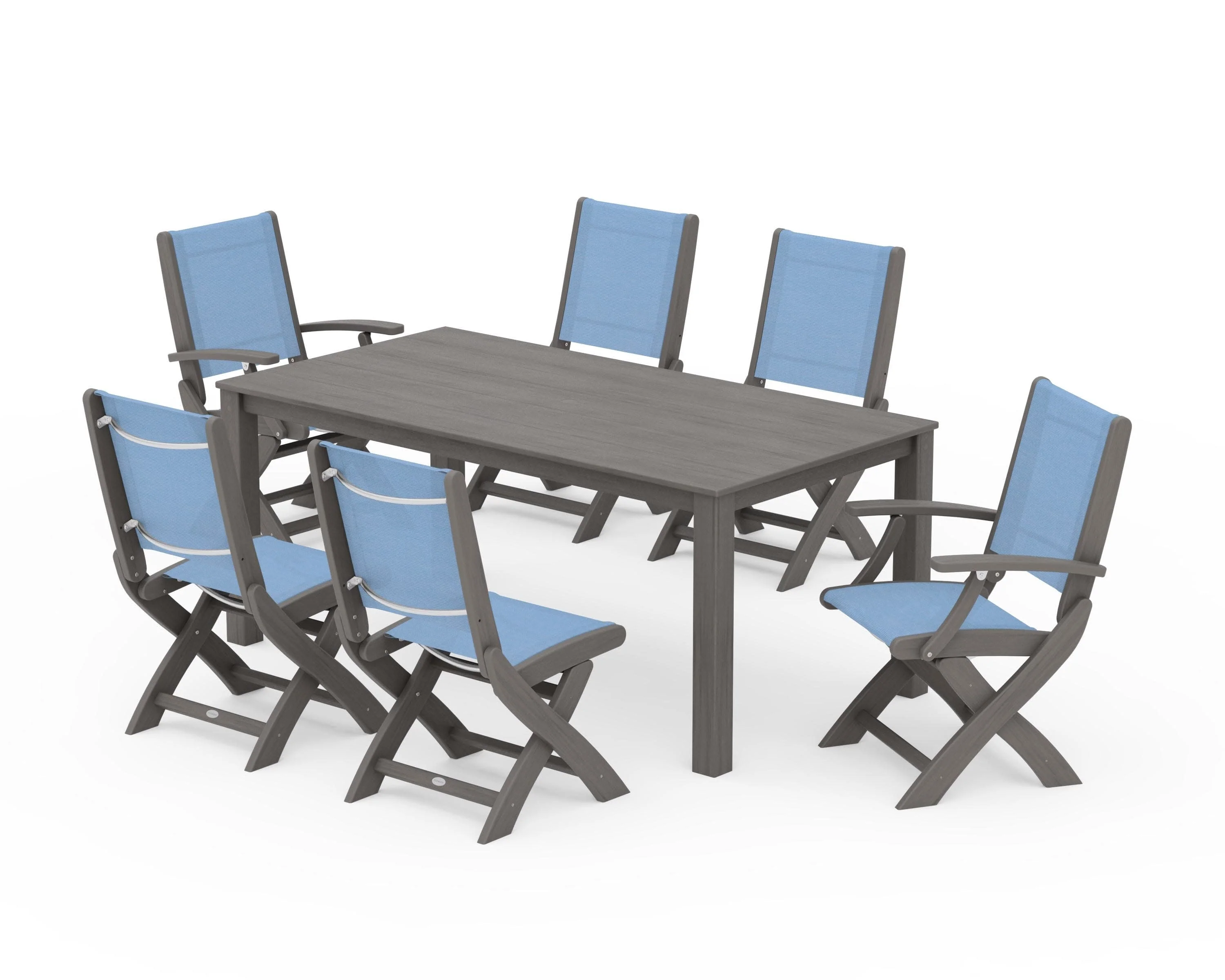 Coastal Folding Chair 7-Piece Parsons Dining Set - Image 77