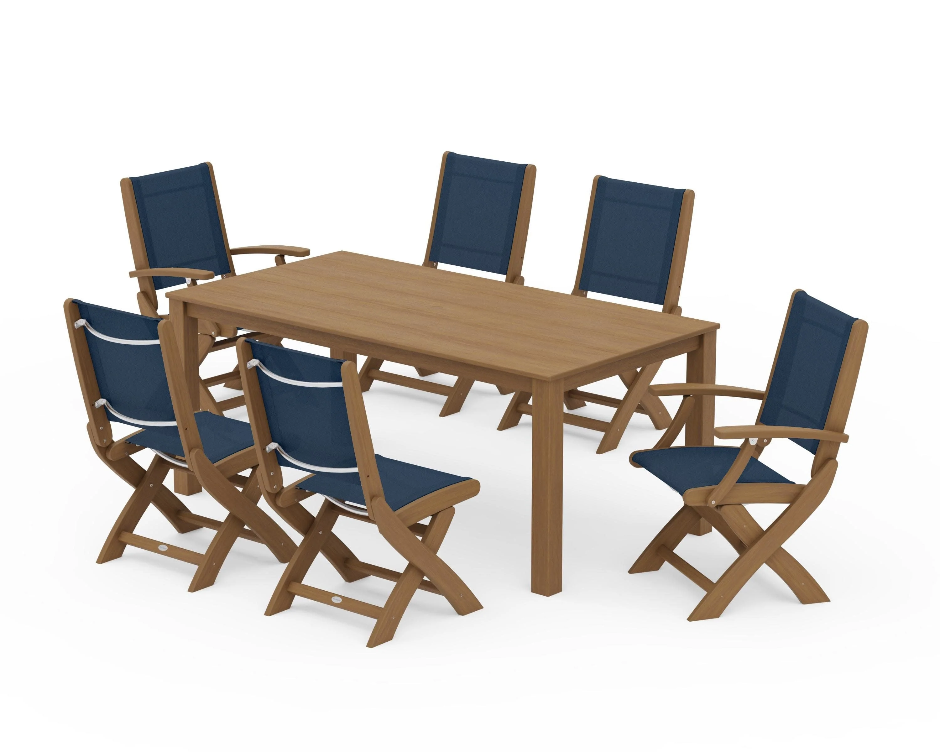 Coastal Folding Chair 7-Piece Parsons Dining Set - Image 78