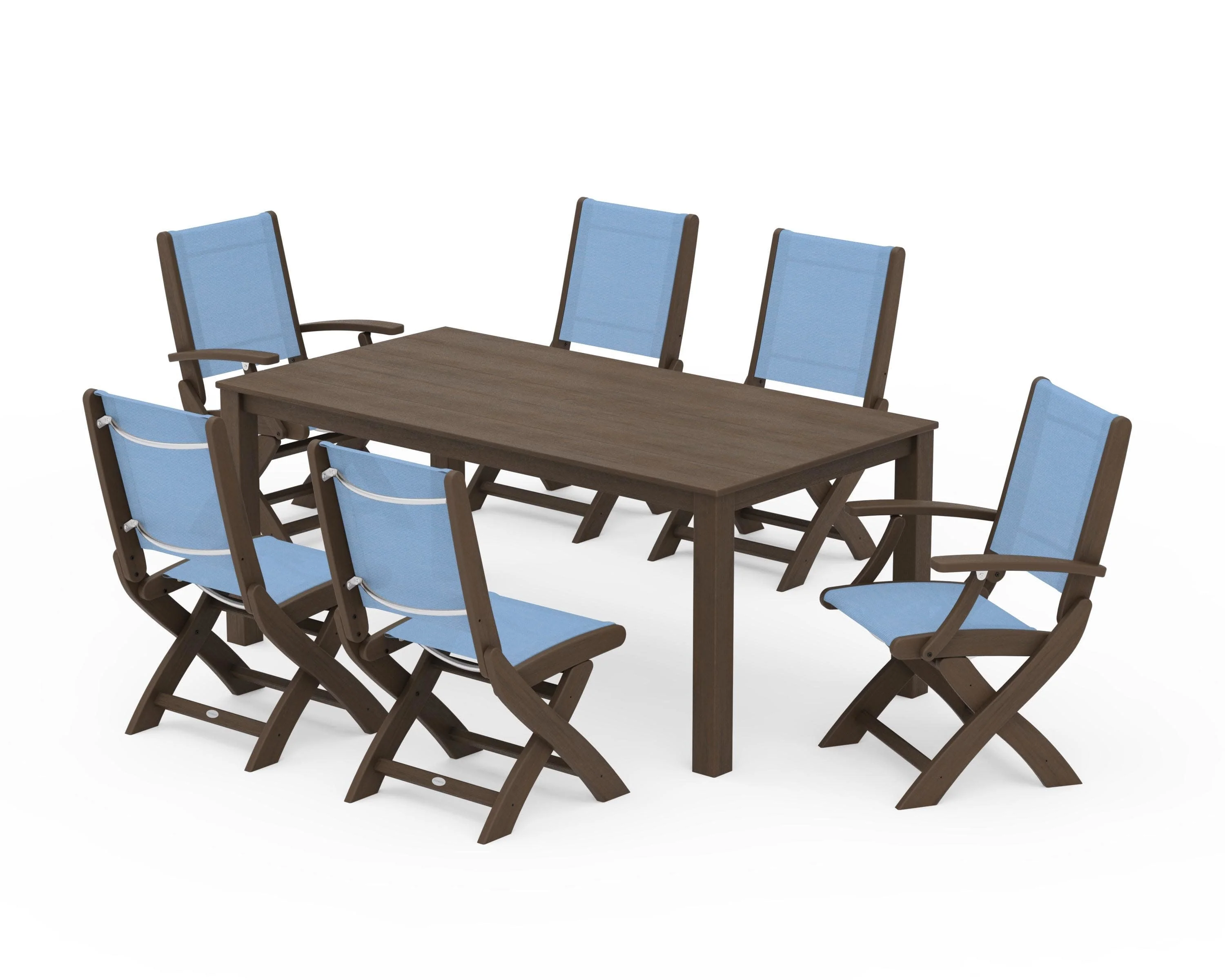 Coastal Folding Chair 7-Piece Parsons Dining Set - Image 79
