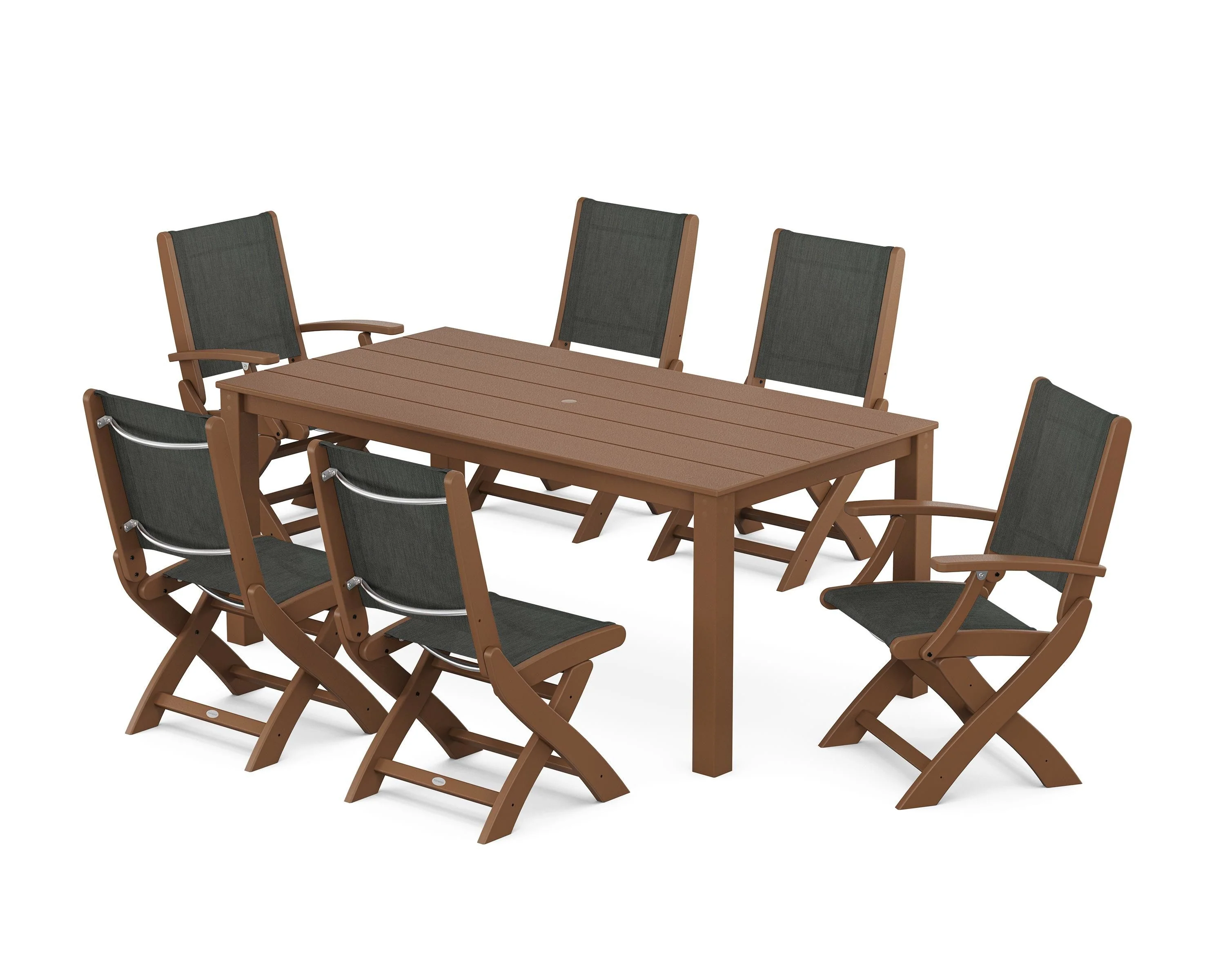 Coastal Folding Chair 7-Piece Parsons Dining Set - Image 8