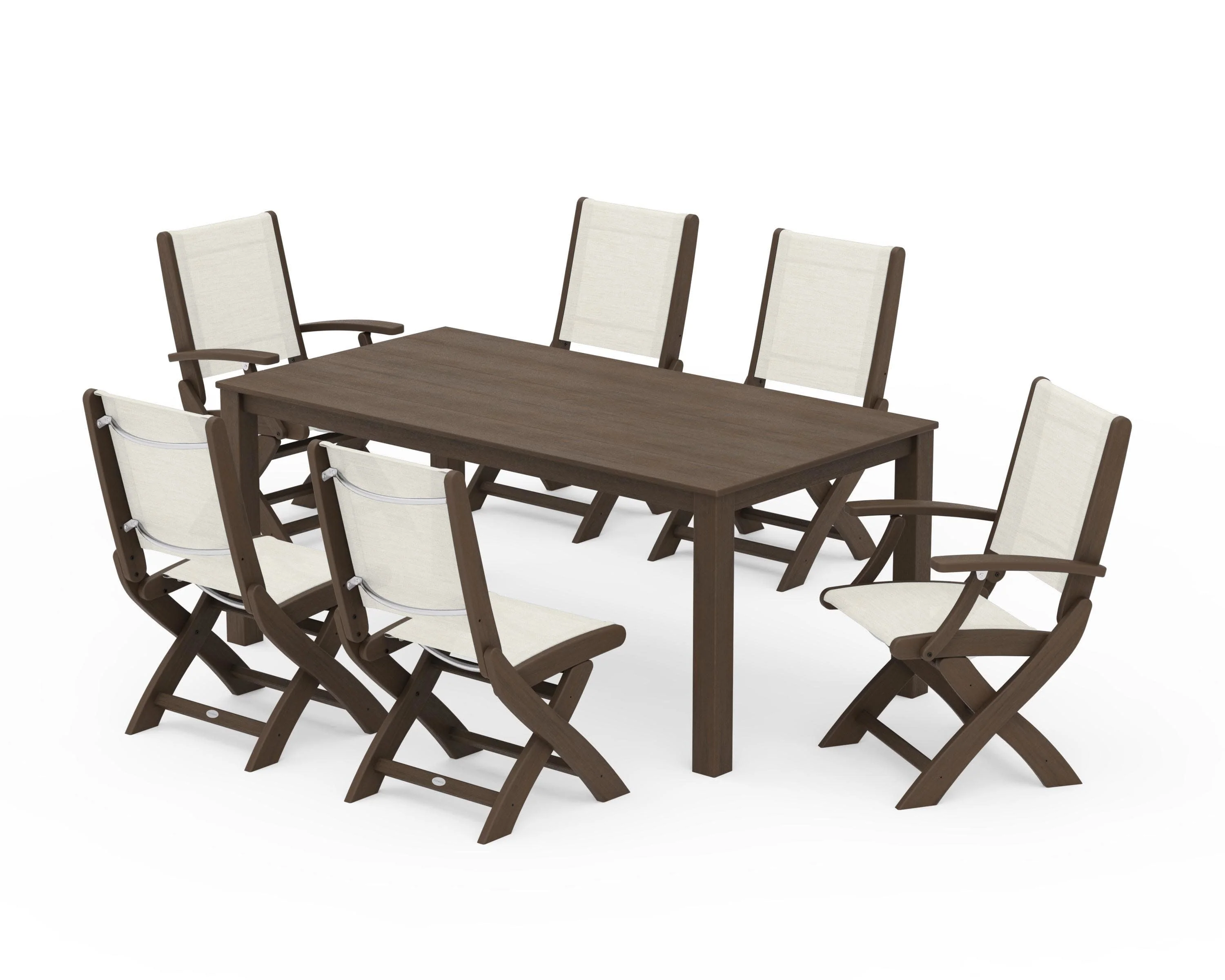 Coastal Folding Chair 7-Piece Parsons Dining Set - Image 81