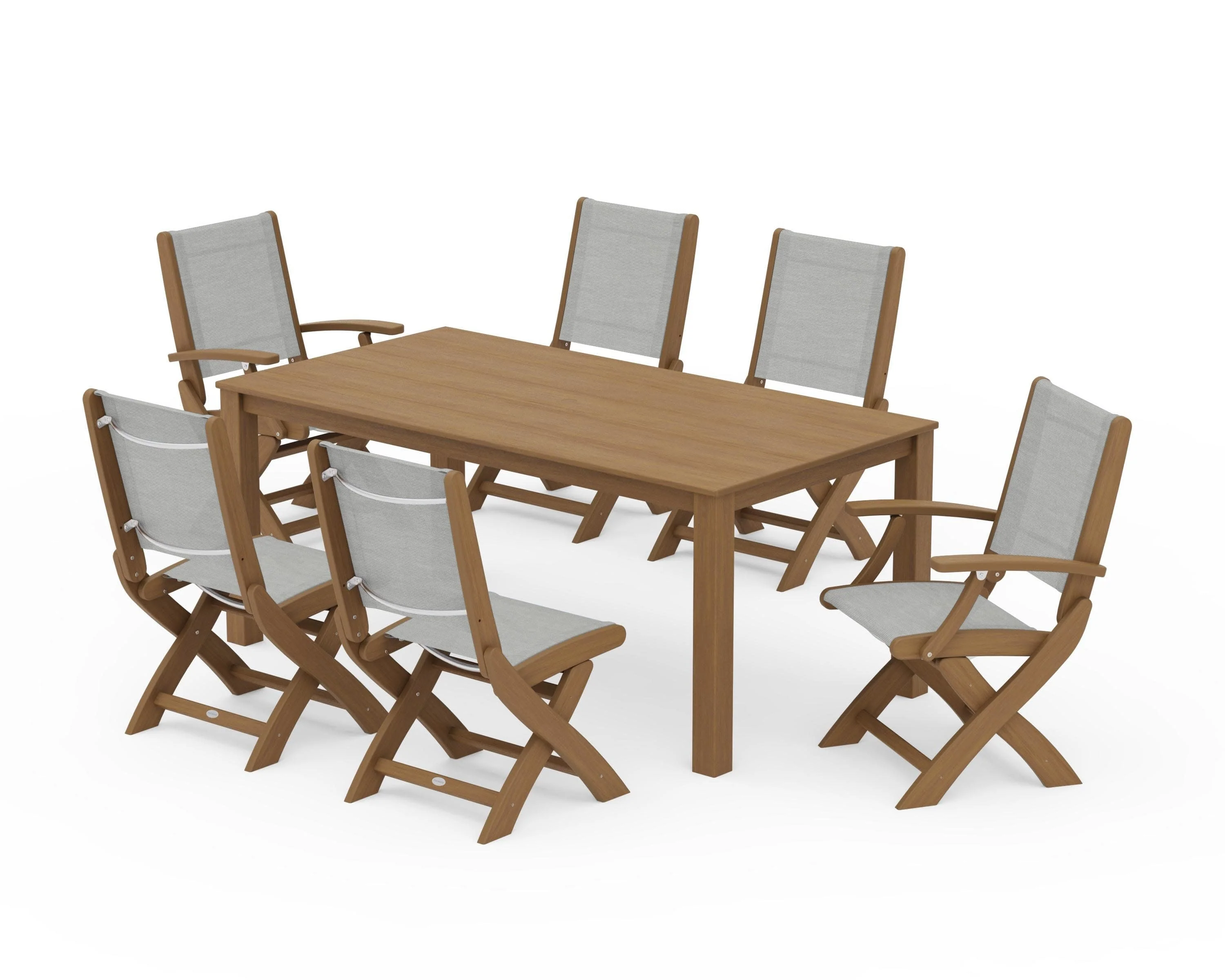 Coastal Folding Chair 7-Piece Parsons Dining Set - Image 82