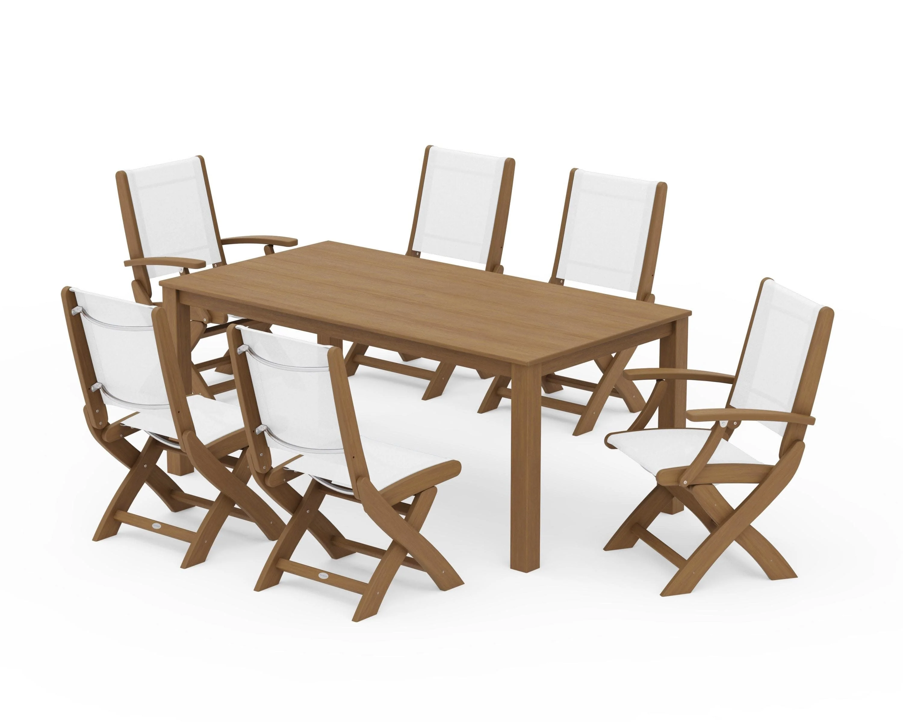 Coastal Folding Chair 7-Piece Parsons Dining Set - Image 83