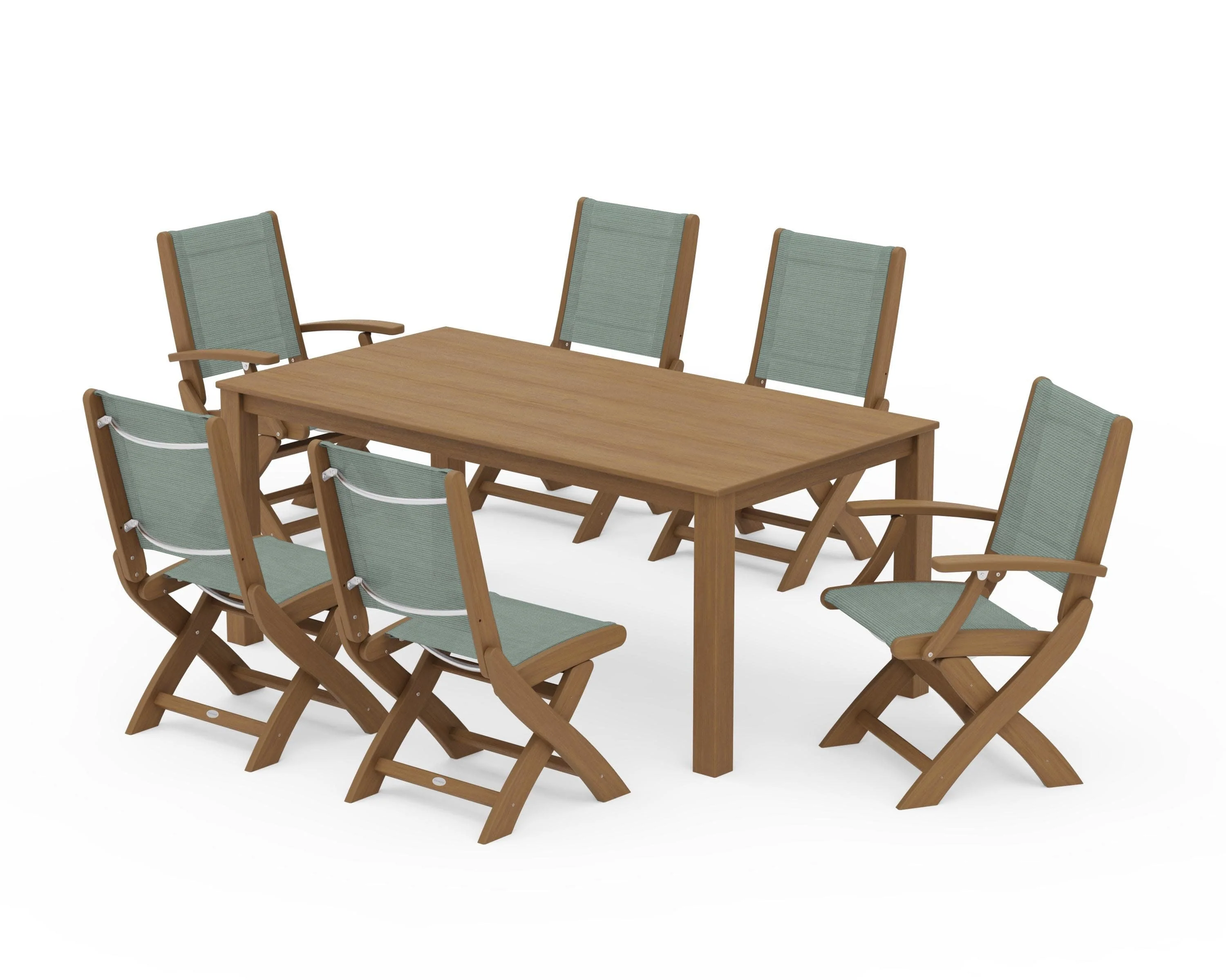 Coastal Folding Chair 7-Piece Parsons Dining Set - Image 84