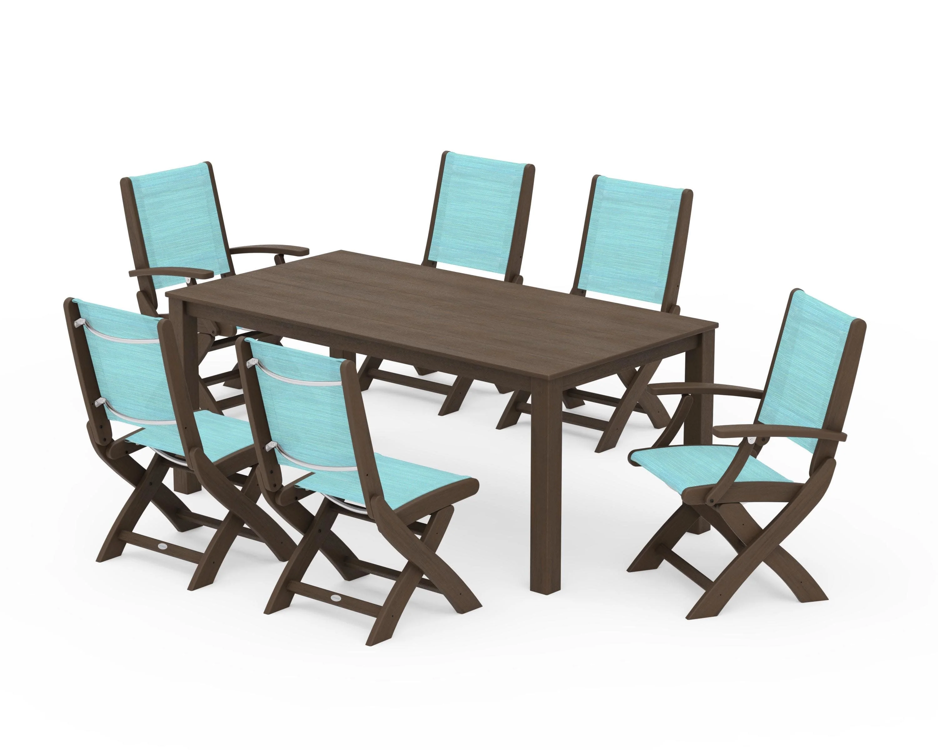 Coastal Folding Chair 7-Piece Parsons Dining Set - Image 85
