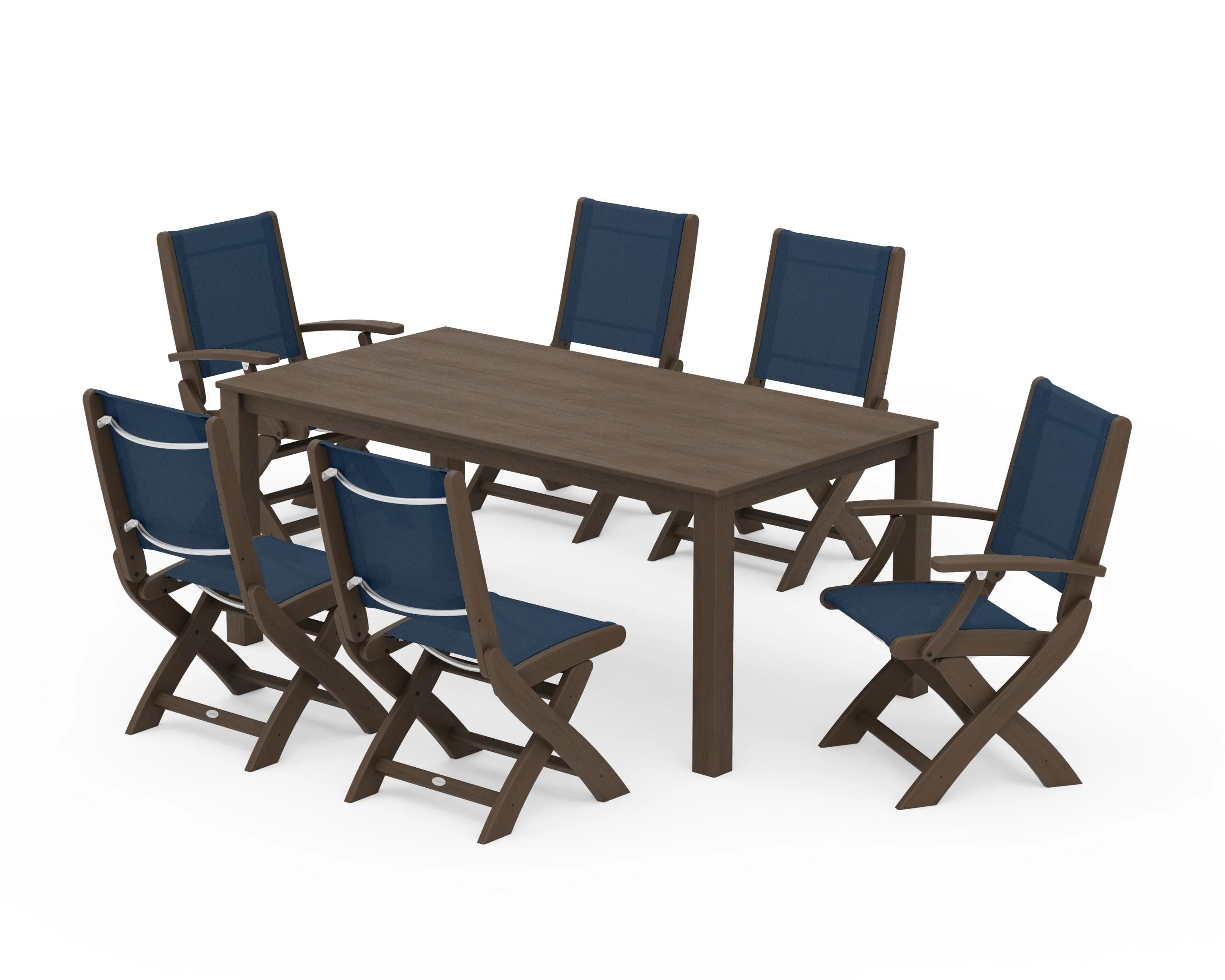 Coastal Folding Chair 7-Piece Parsons Dining Set - Image 88