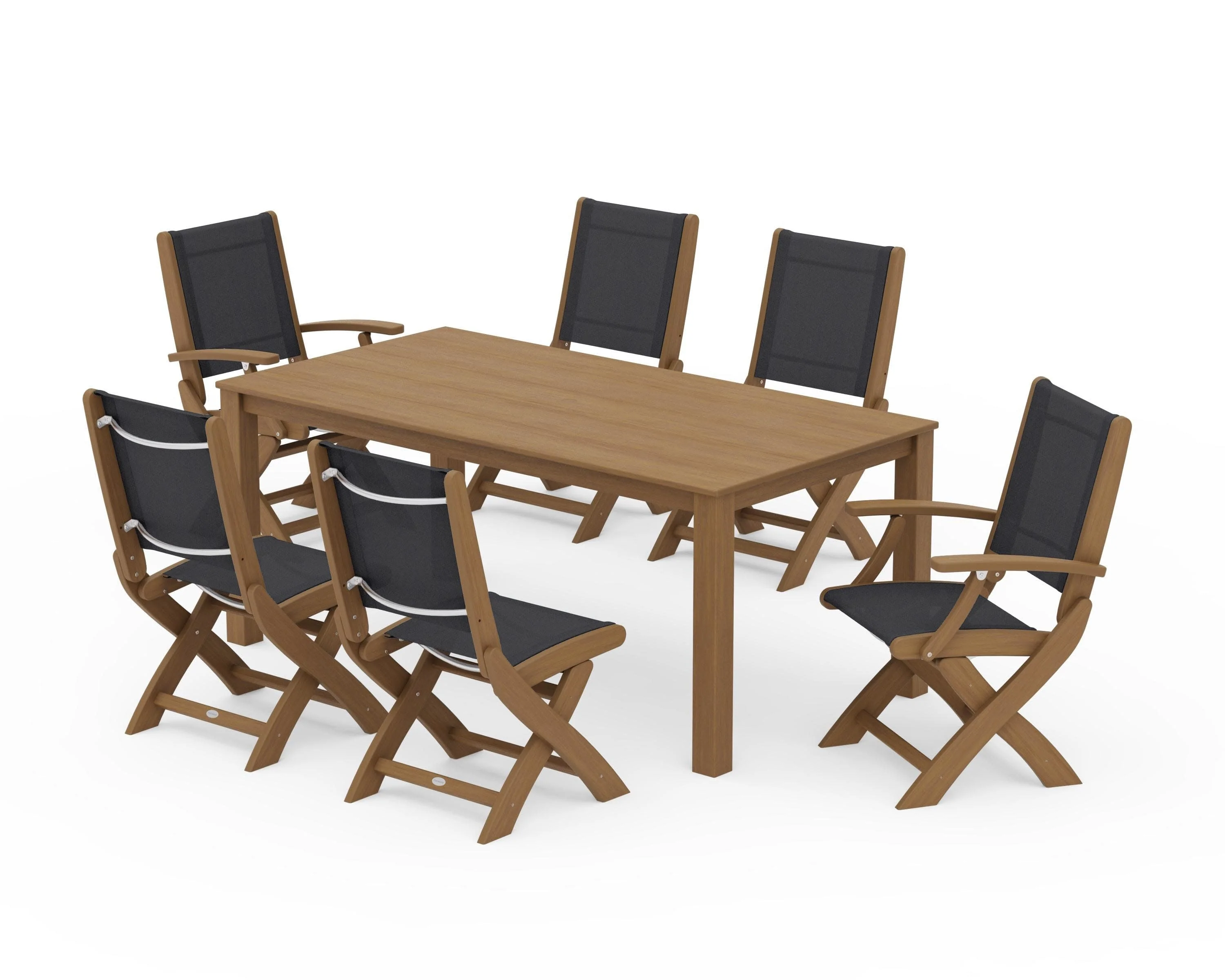 Coastal Folding Chair 7-Piece Parsons Dining Set - Image 89