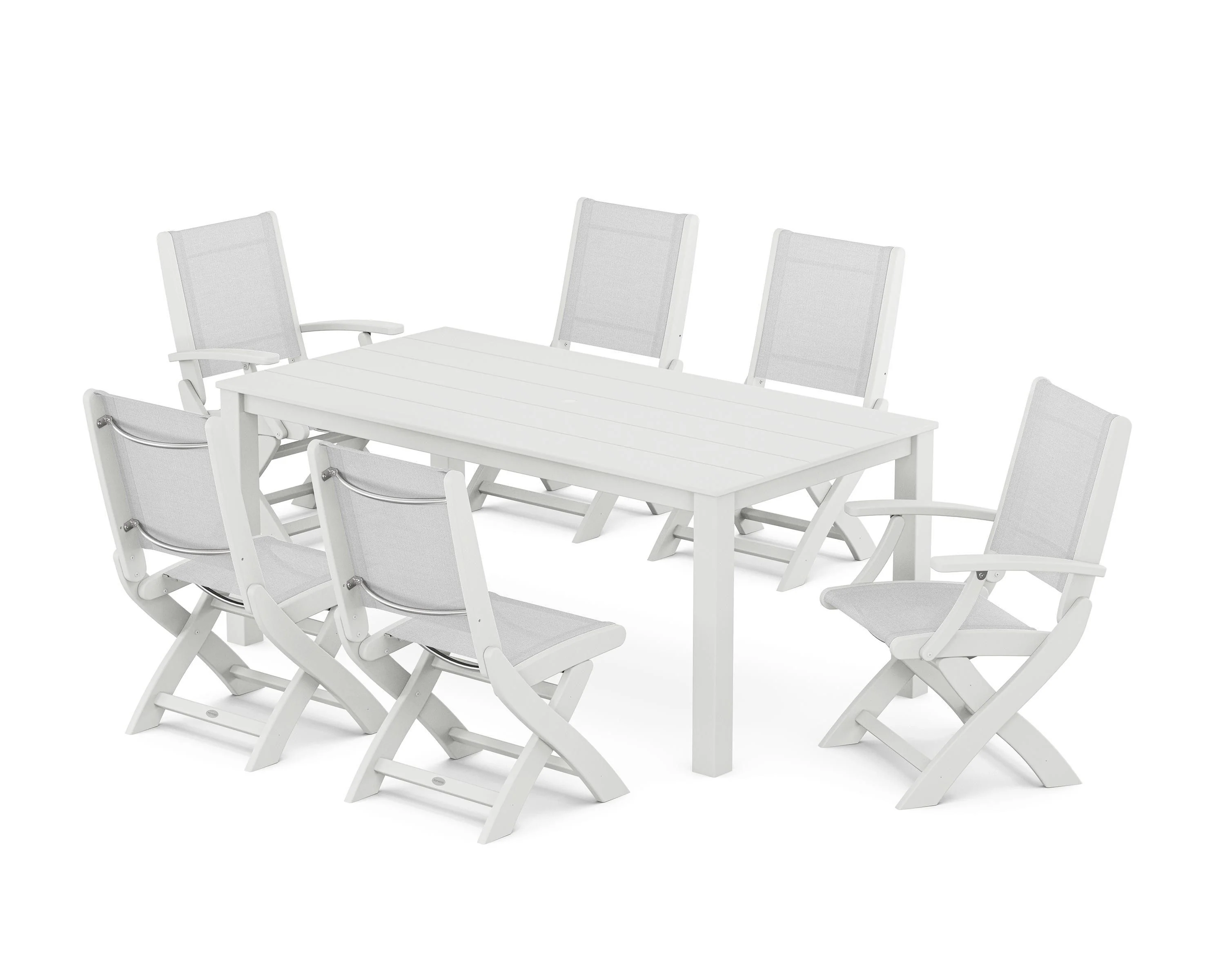 Coastal Folding Chair 7-Piece Parsons Dining Set - Image 9
