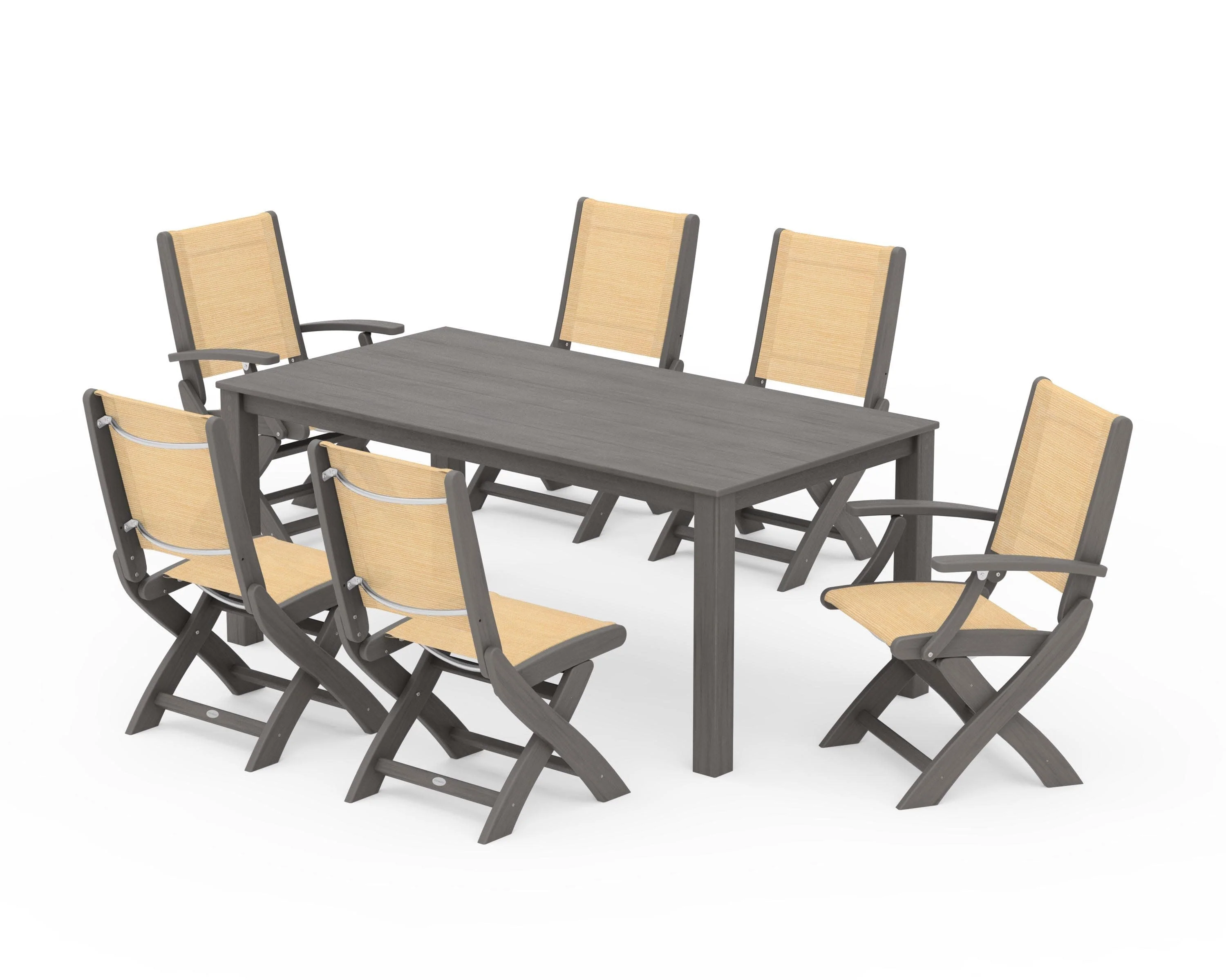 Coastal Folding Chair 7-Piece Parsons Dining Set - Image 90
