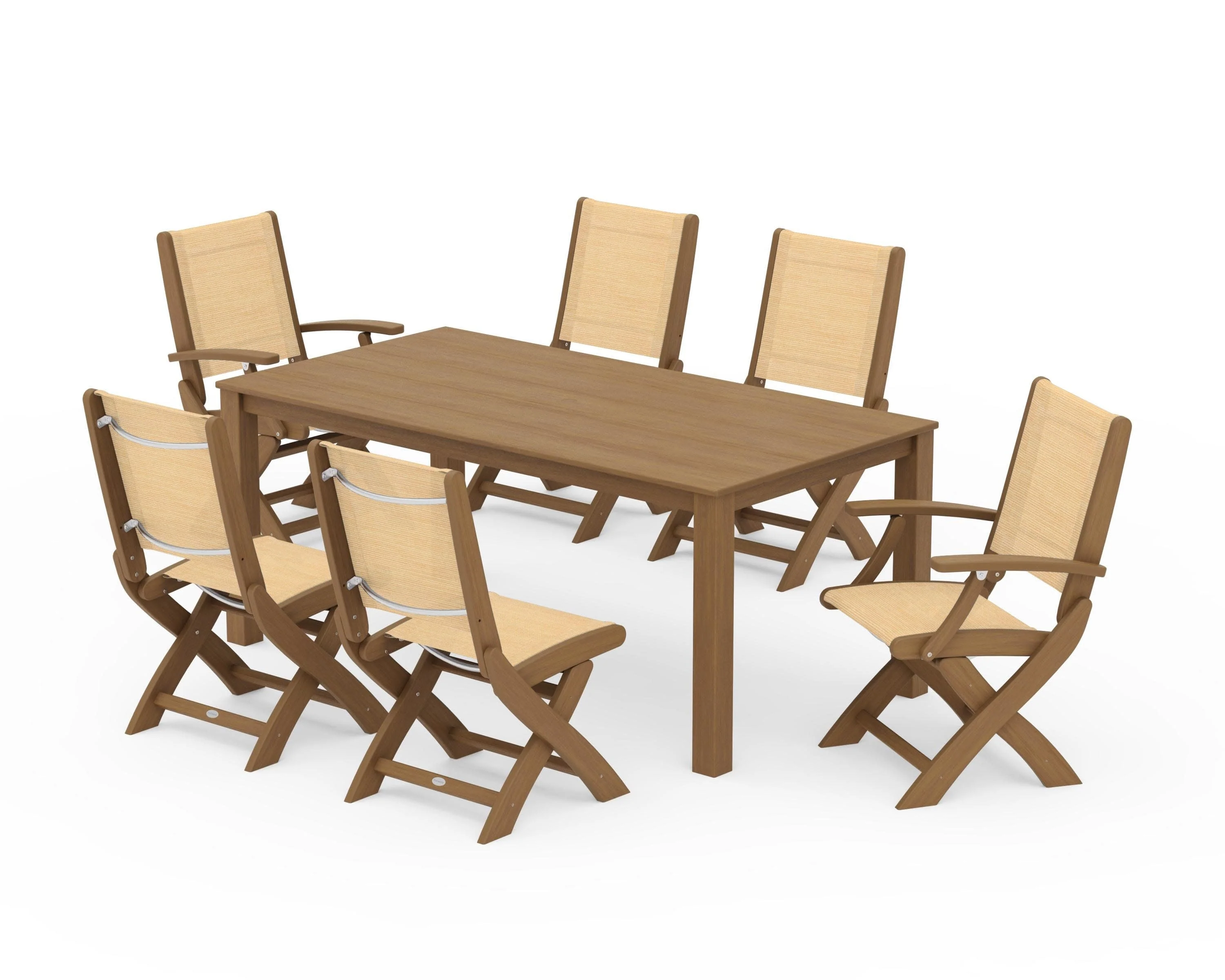 Coastal Folding Chair 7-Piece Parsons Dining Set - Image 91