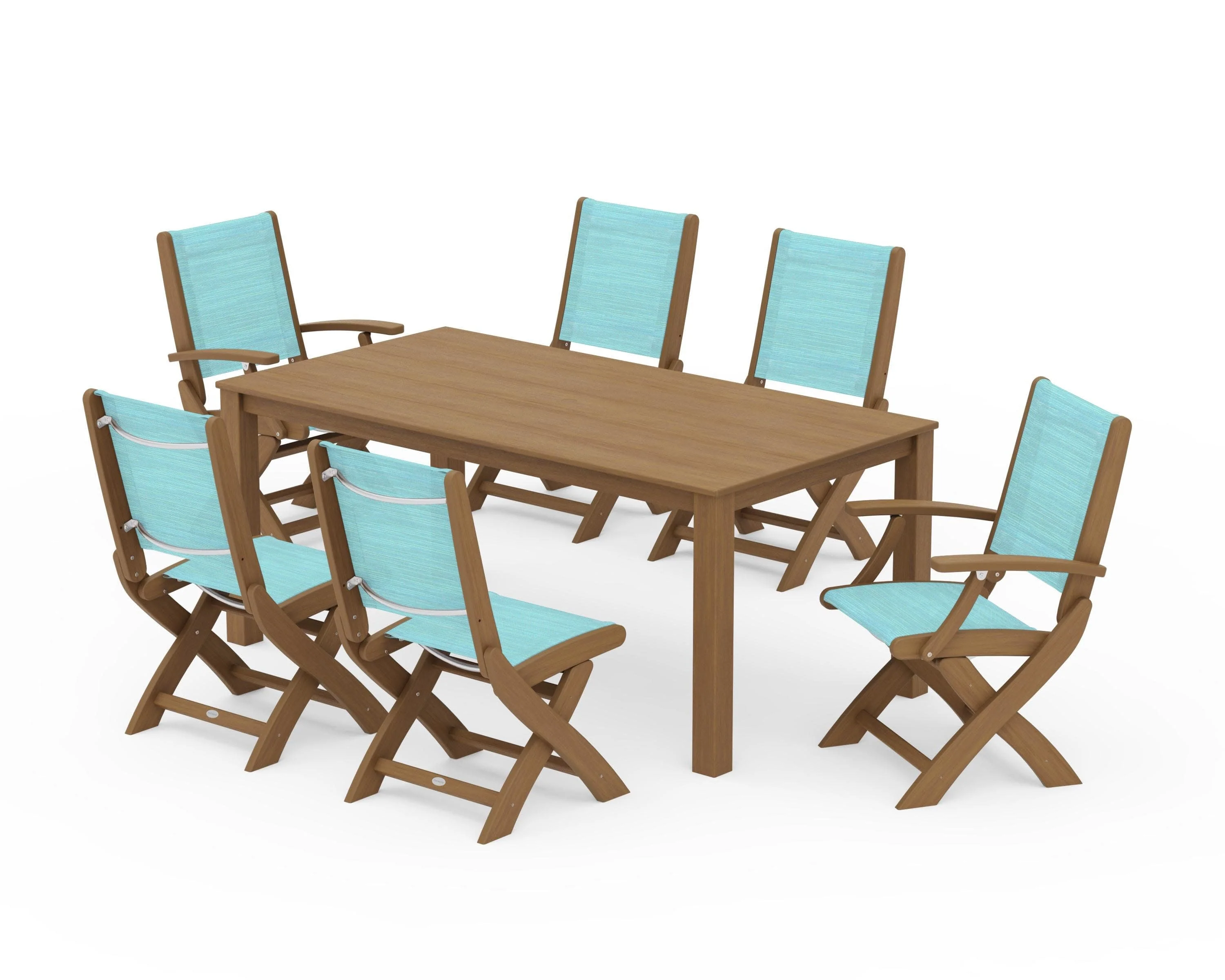 Coastal Folding Chair 7-Piece Parsons Dining Set - Image 92