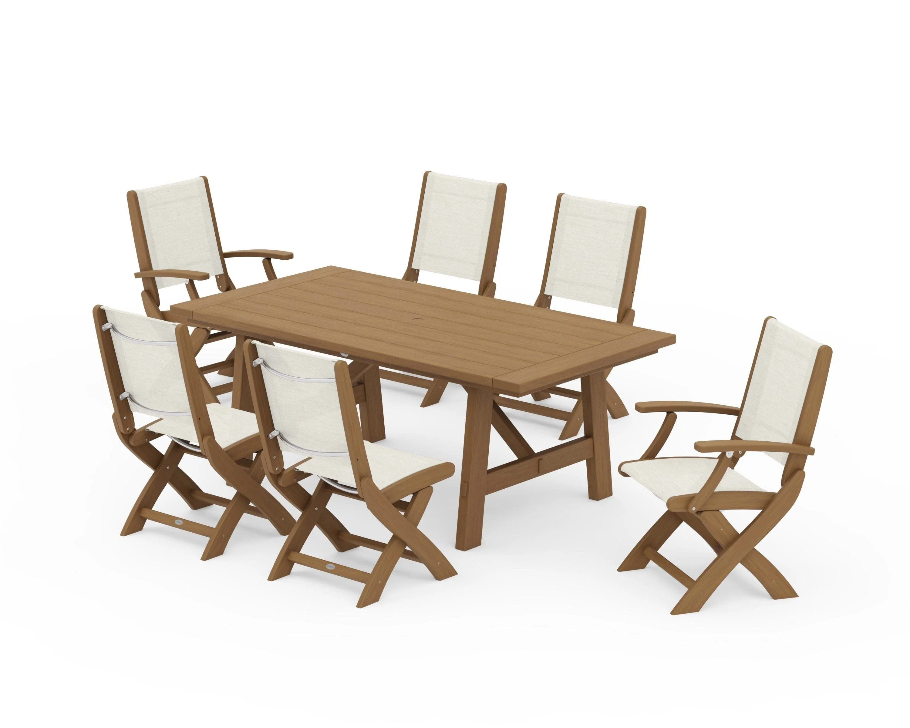 Coastal Folding Chair 7-Piece Rustic Farmhouse Dining Set - Image 127