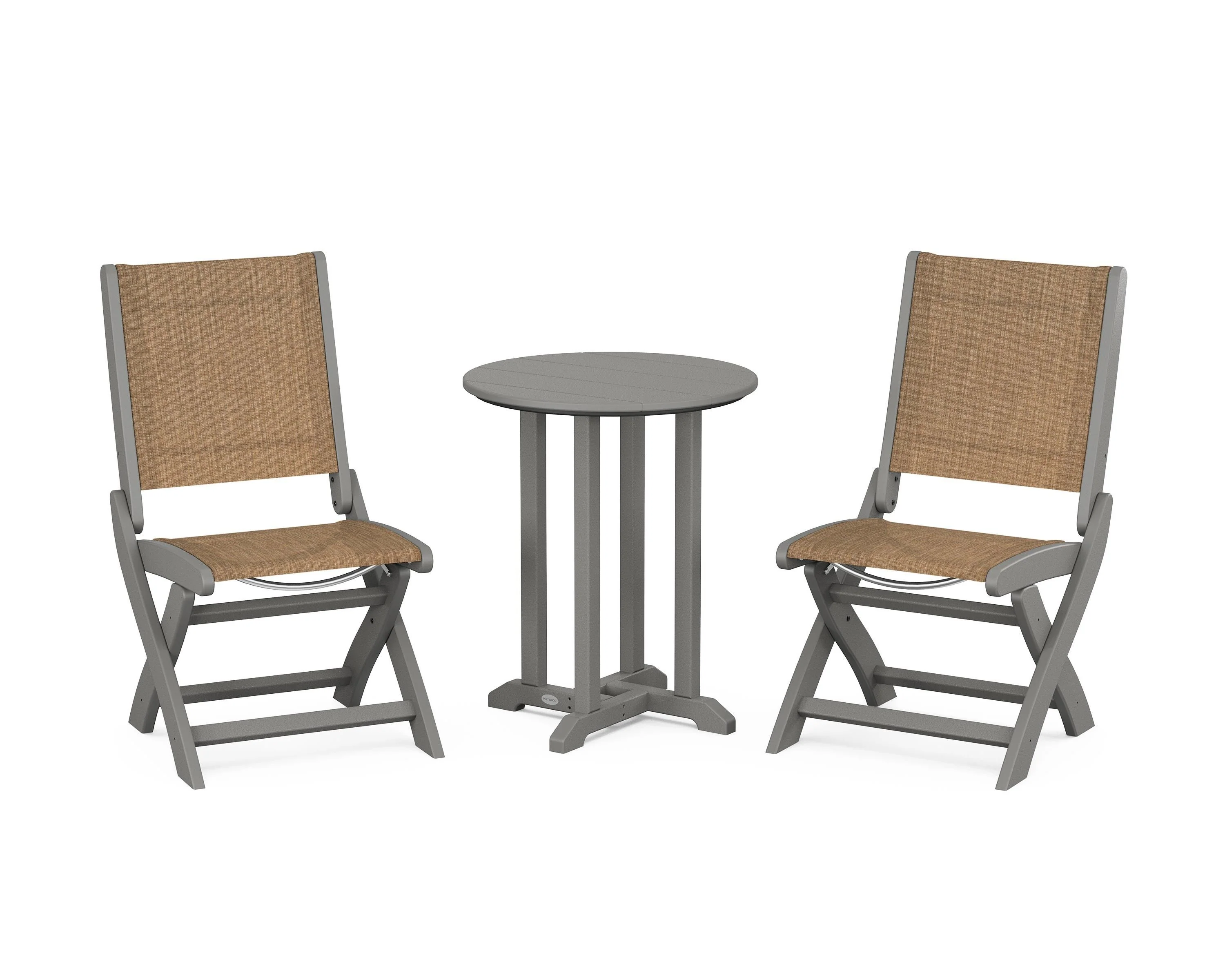 Coastal Folding Side Chair 3-Piece Round Bistro Dining Set - Image 10