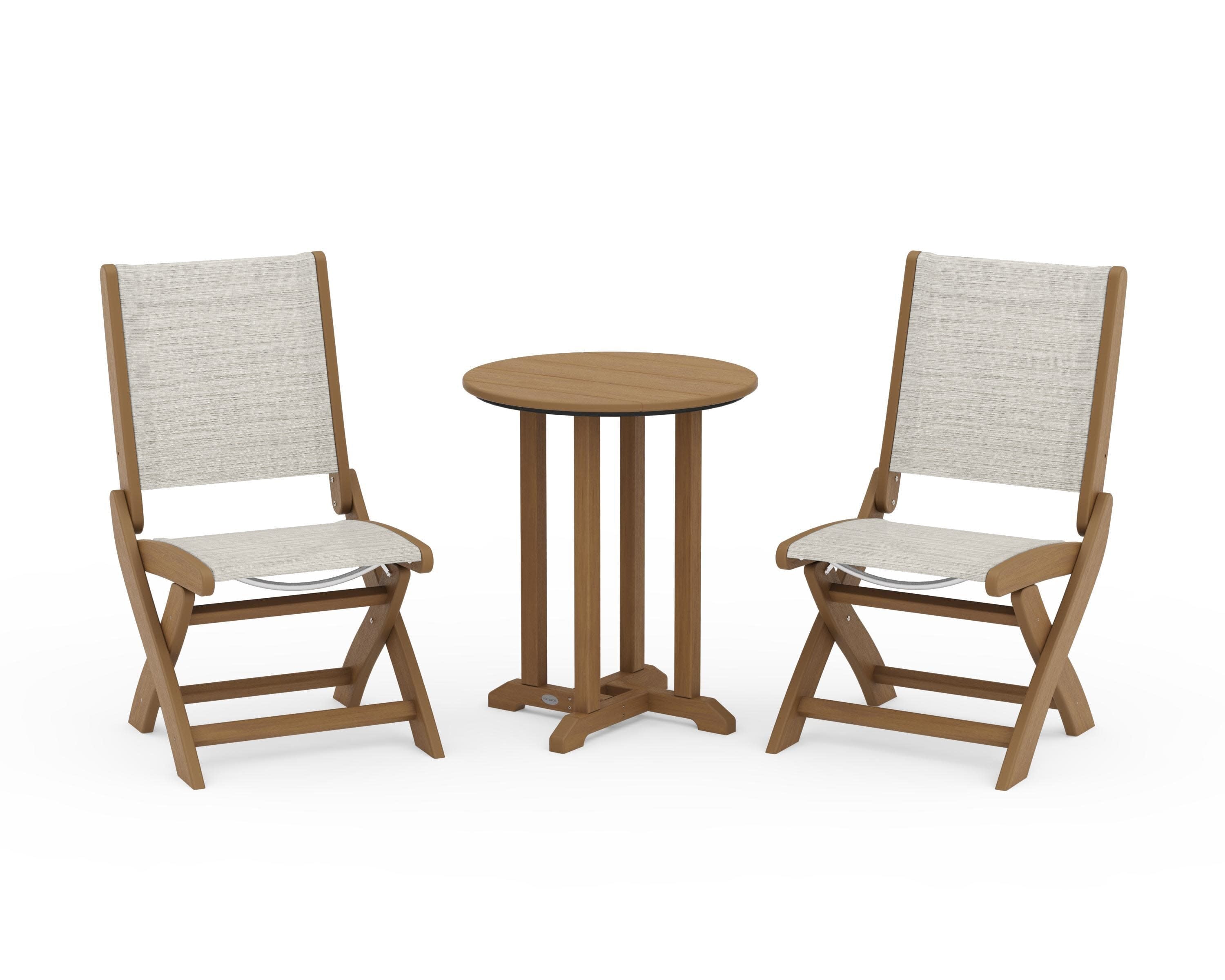 Coastal Folding Side Chair 3-Piece Round Bistro Dining Set - Image 100