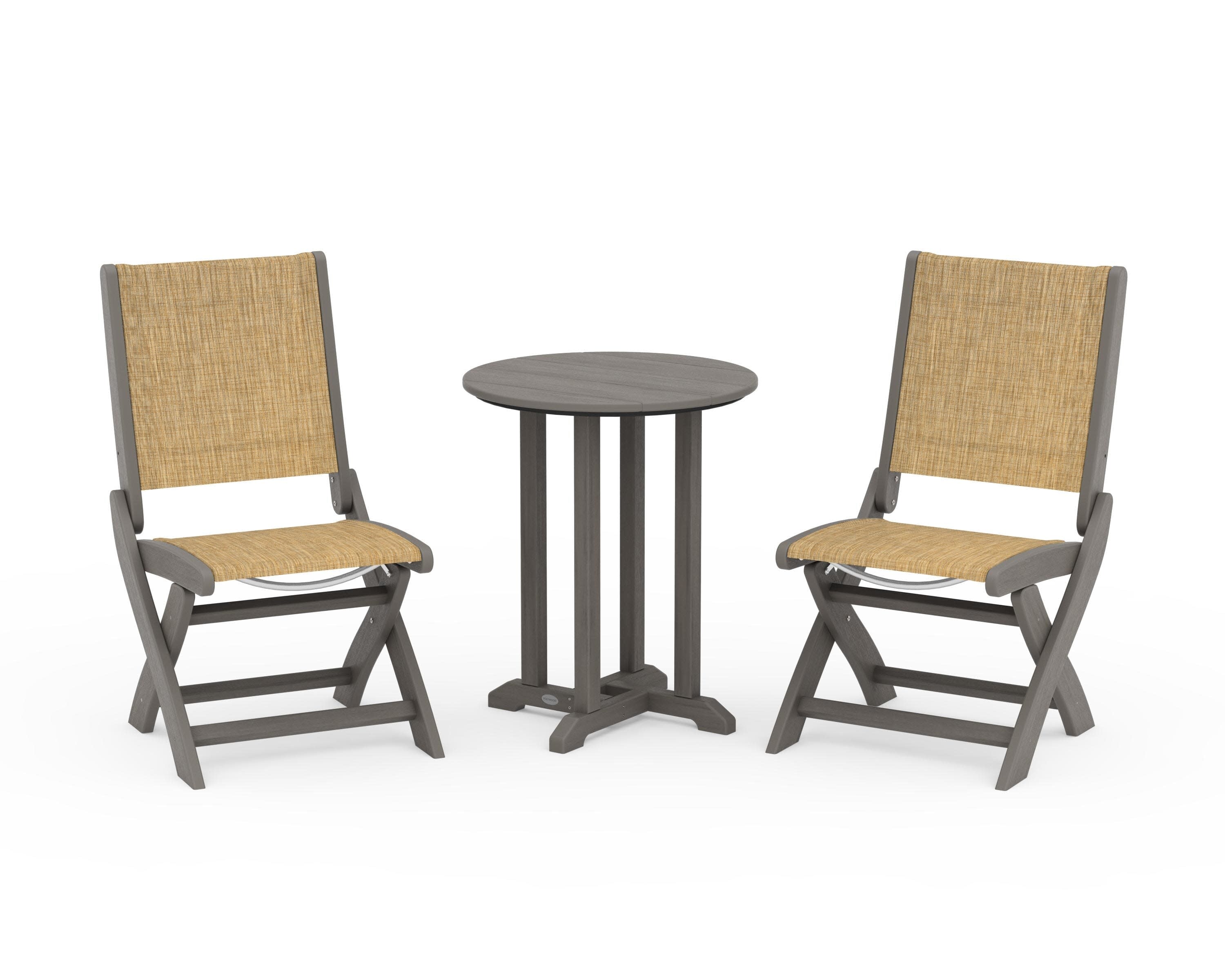 Coastal Folding Side Chair 3-Piece Round Bistro Dining Set - Image 103