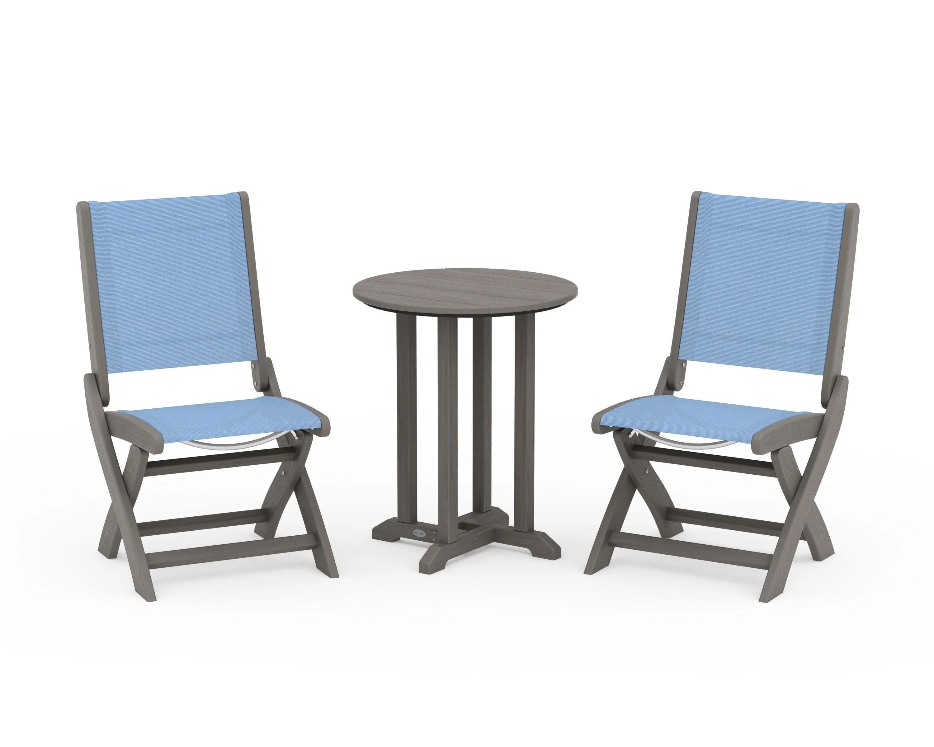Coastal Folding Side Chair 3-Piece Round Bistro Dining Set - Image 107