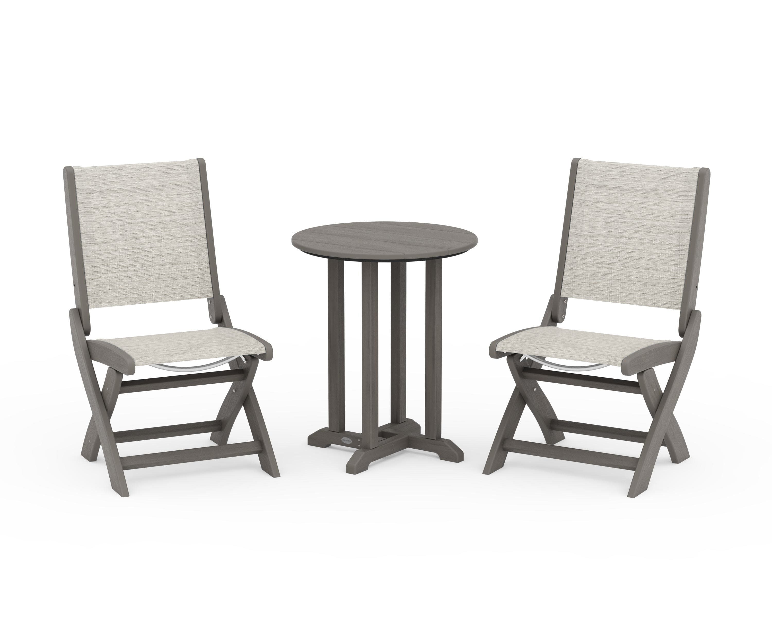 Coastal Folding Side Chair 3-Piece Round Bistro Dining Set - Image 112