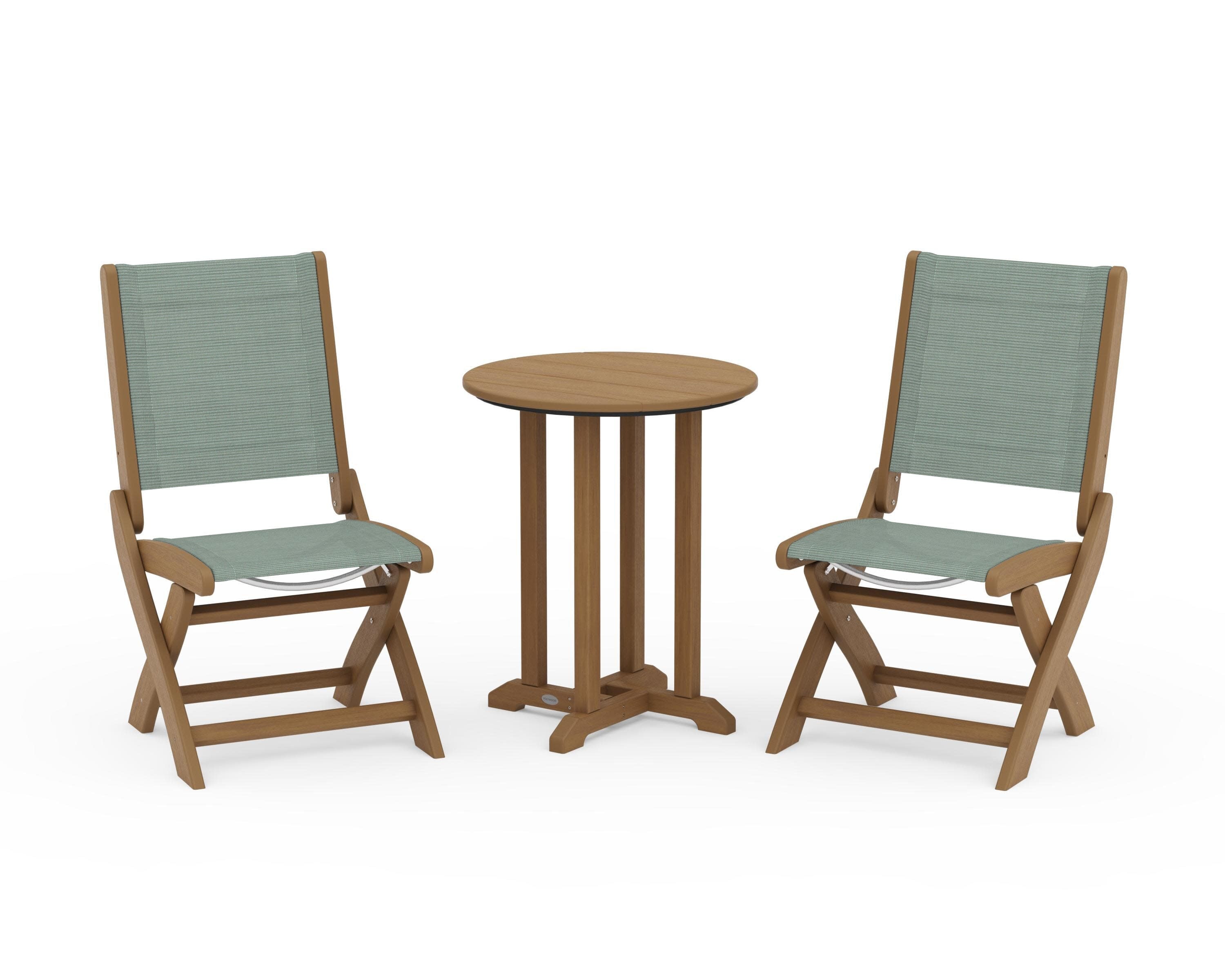 Coastal Folding Side Chair 3-Piece Round Bistro Dining Set - Image 113
