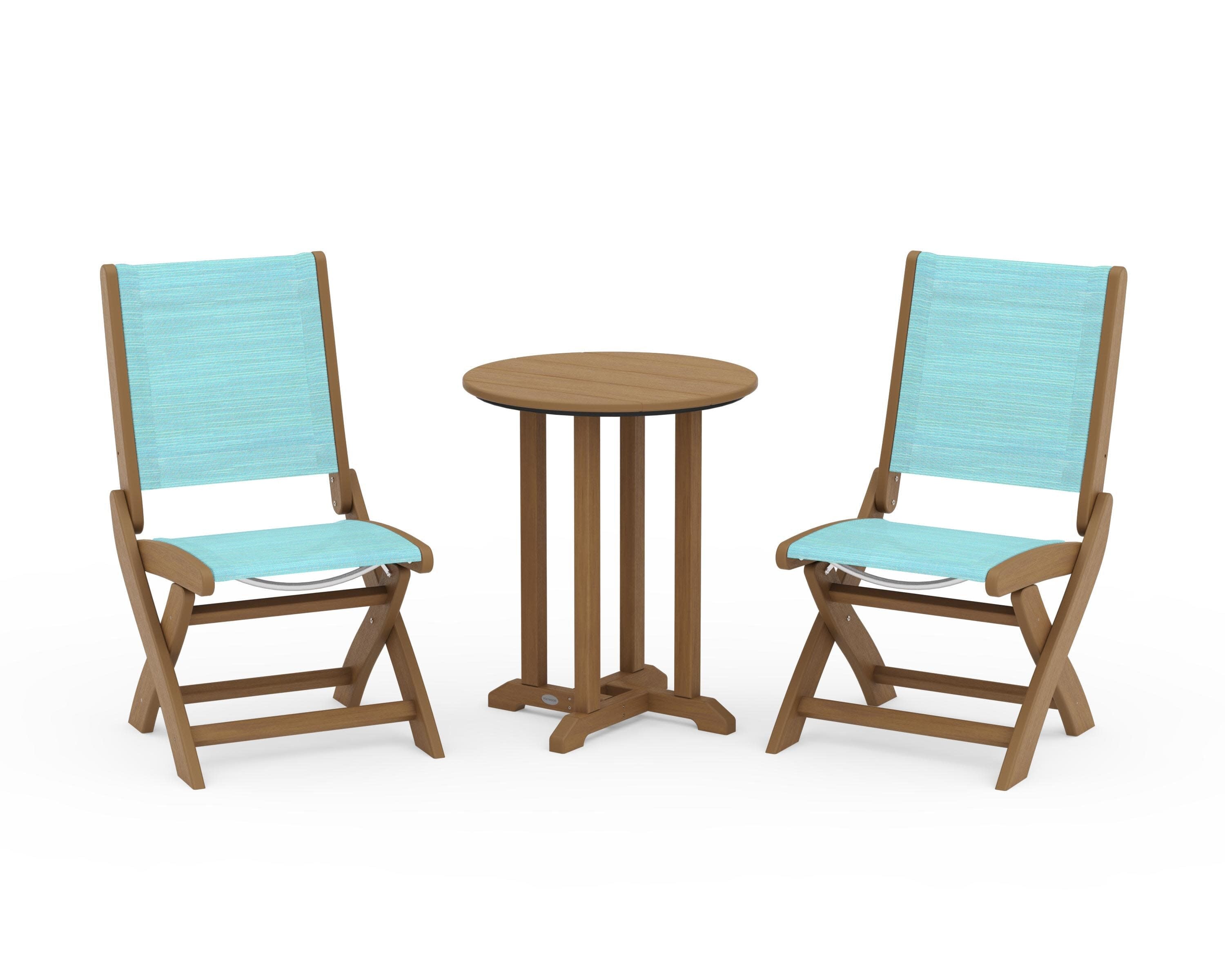 Coastal Folding Side Chair 3-Piece Round Bistro Dining Set - Image 117