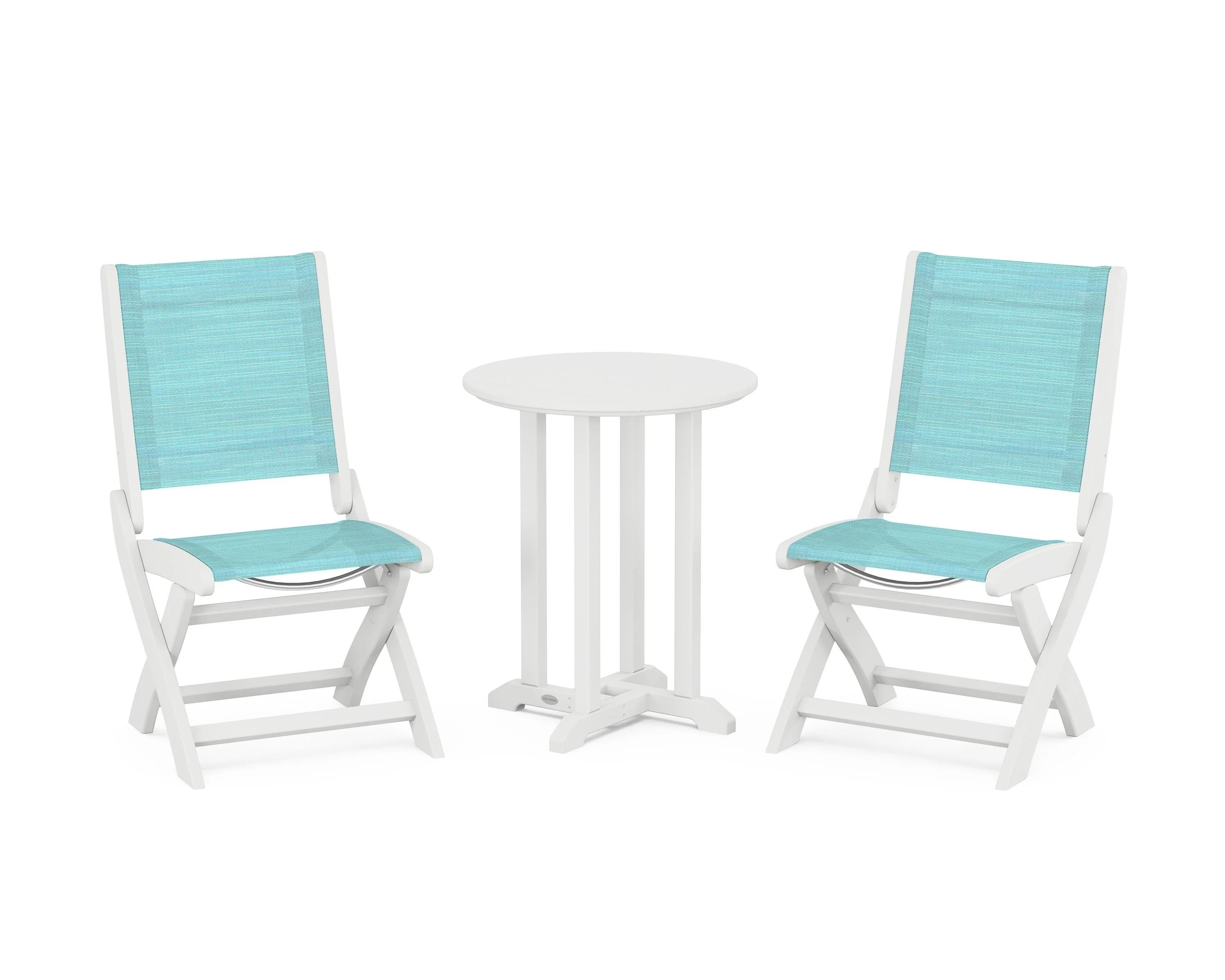 Coastal Folding Side Chair 3-Piece Round Bistro Dining Set - Image 15