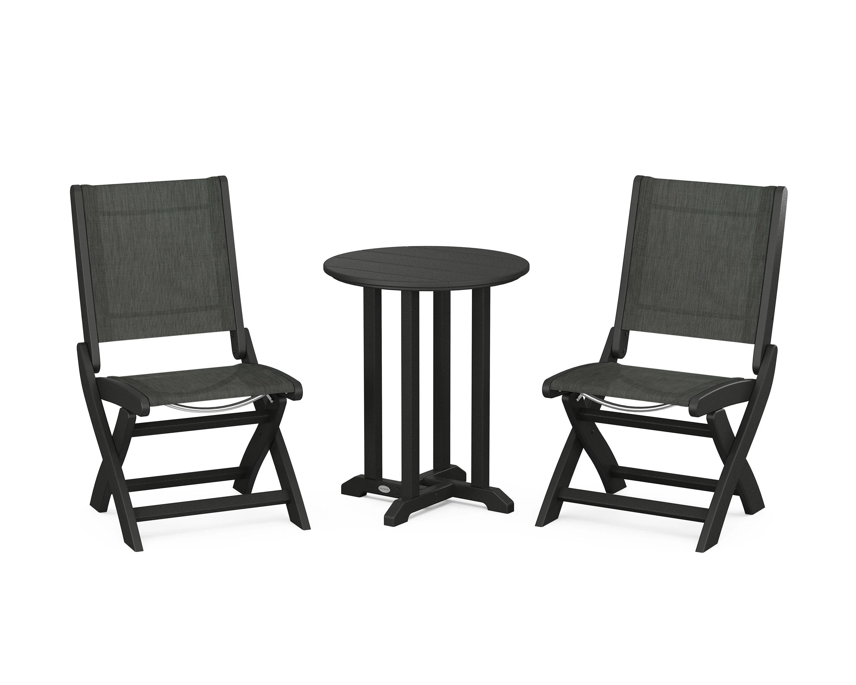 Coastal Folding Side Chair 3-Piece Round Bistro Dining Set - Image 16