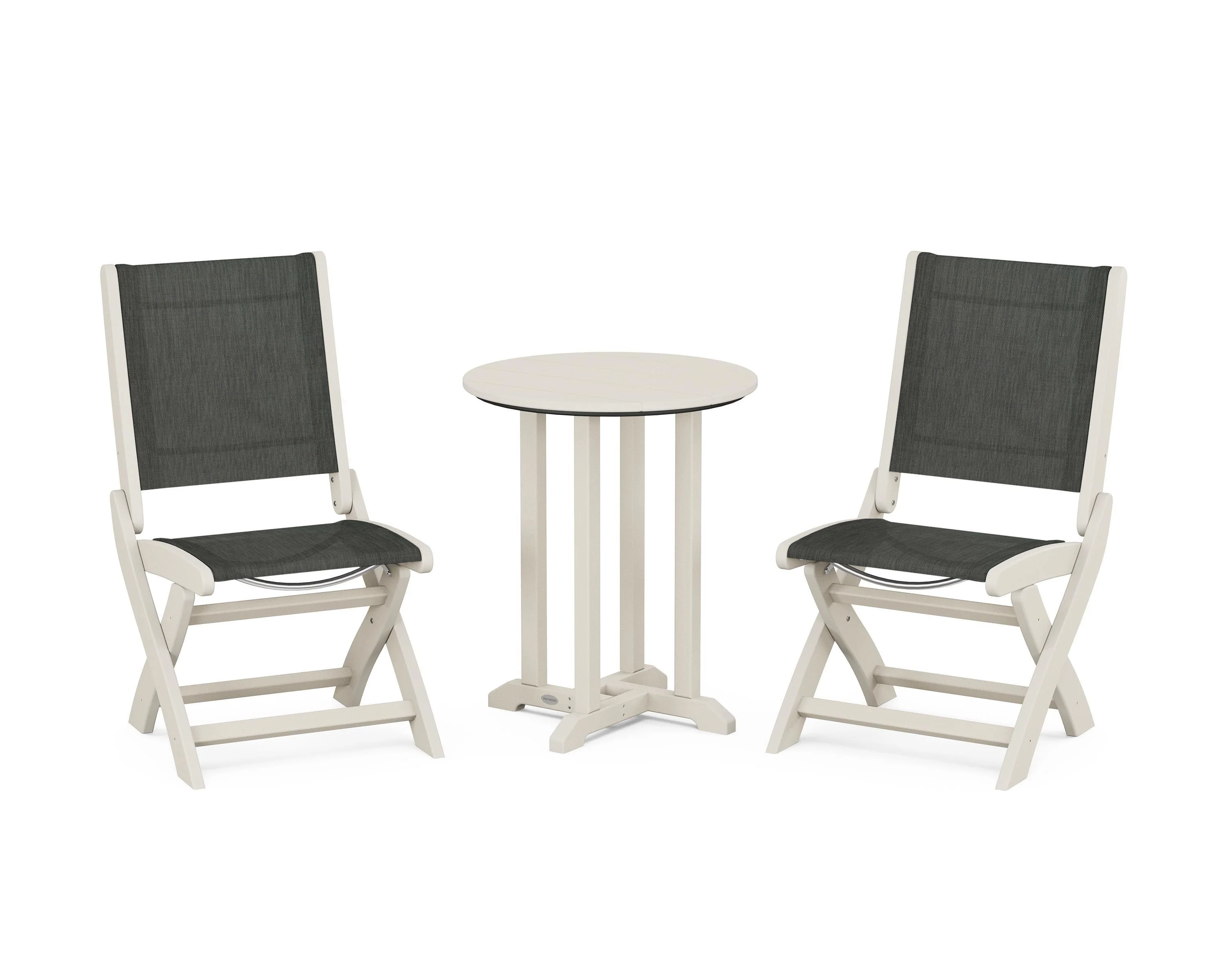 Coastal Folding Side Chair 3-Piece Round Bistro Dining Set - Image 19