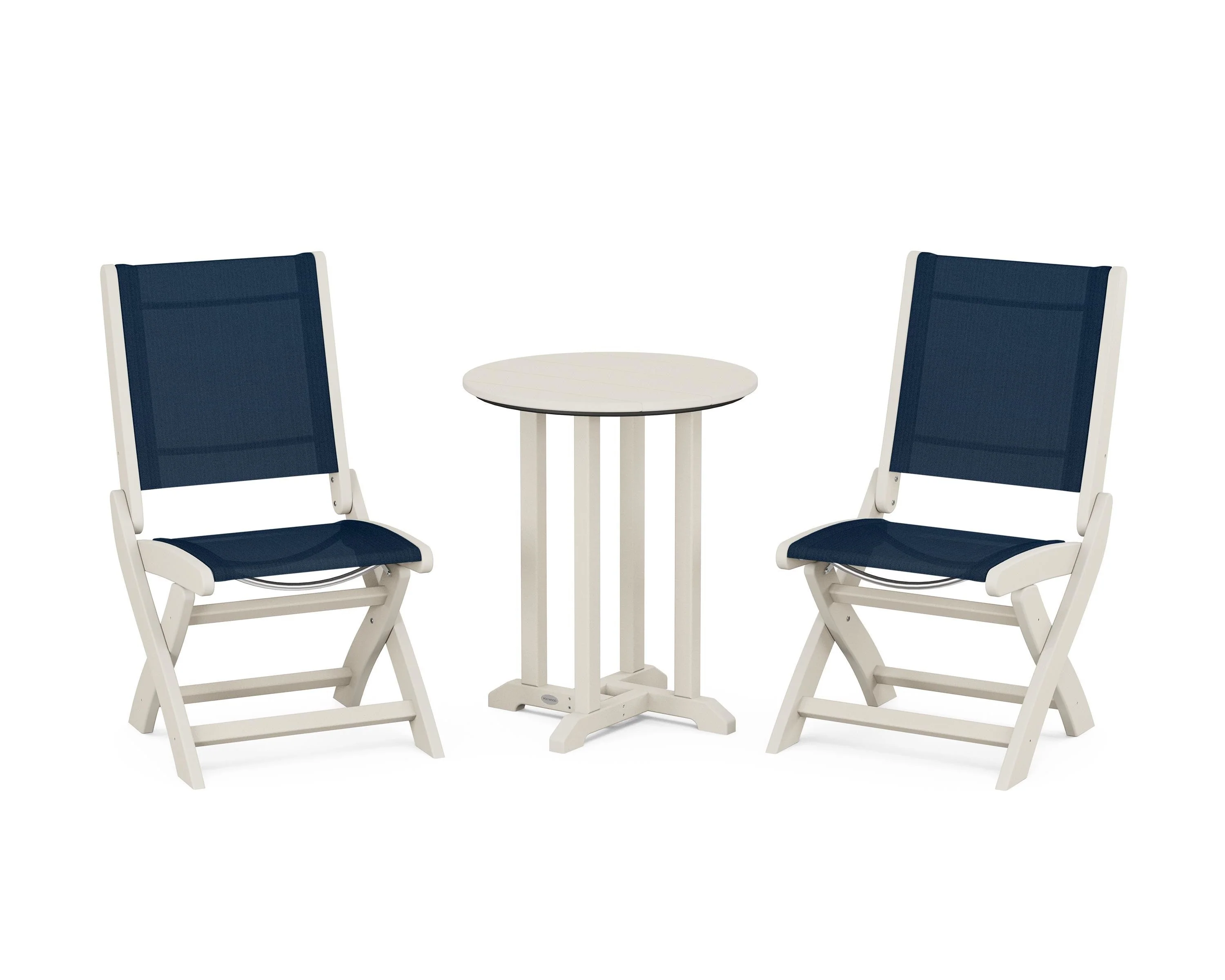 Coastal Folding Side Chair 3-Piece Round Bistro Dining Set - Image 24